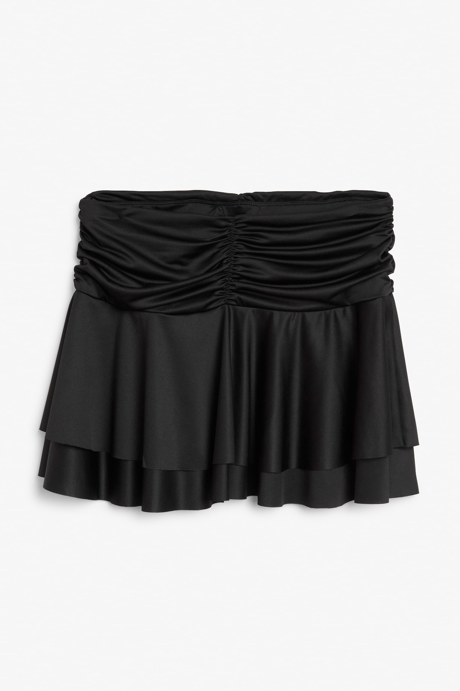 Ruffled satin mini skirt - Black/Light pink - 1