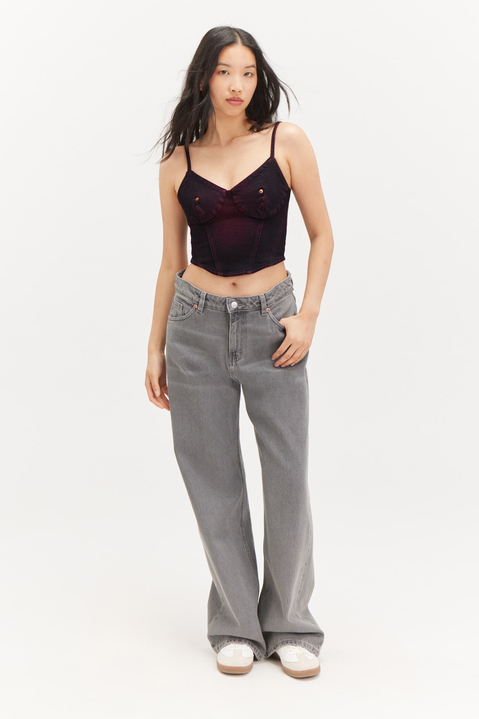 Cropped Denim Bralette-top - Tyrian Purple - 4