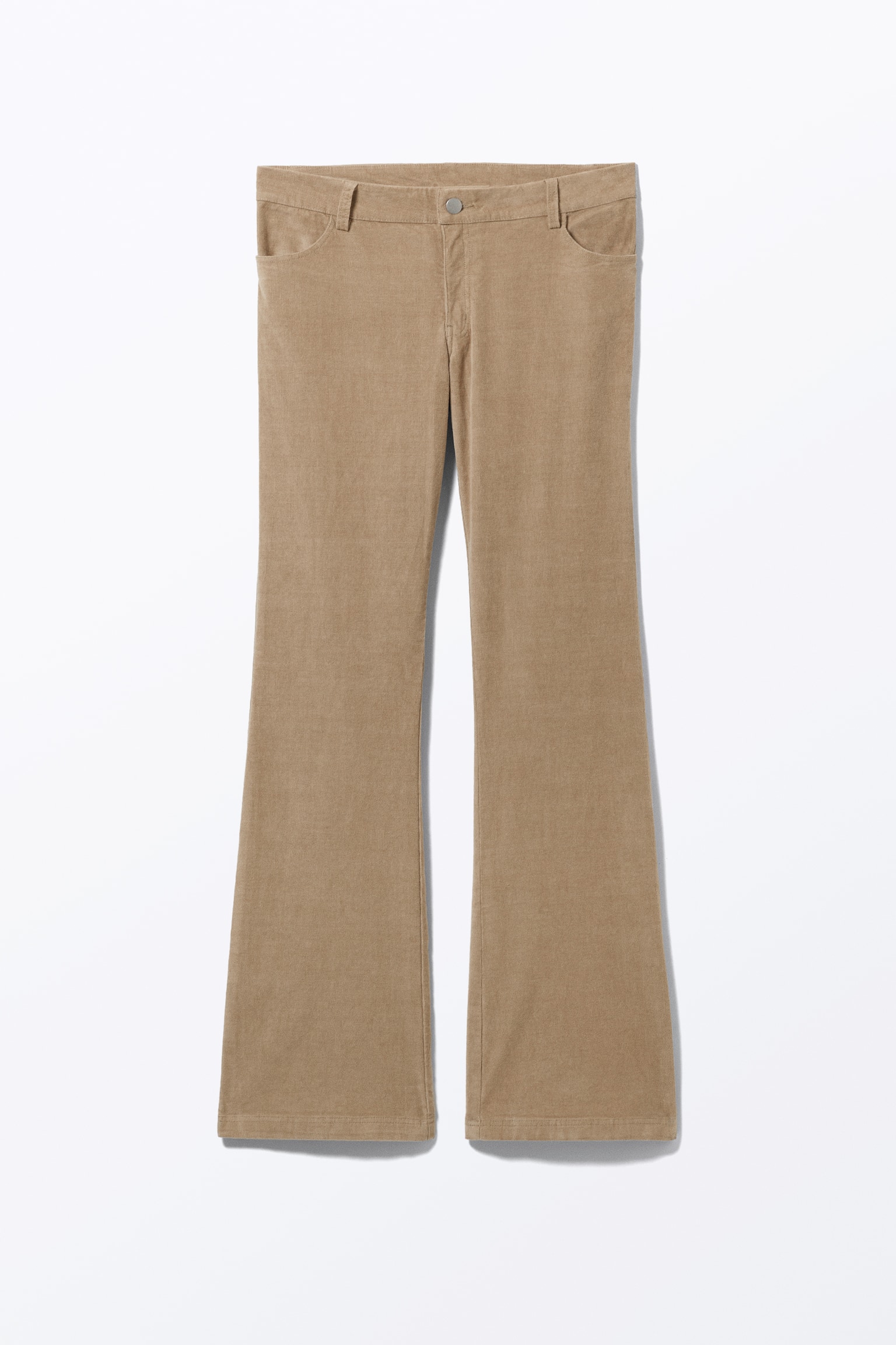 Low Flared Cord Trousers - Beige/Dark Brown - 1