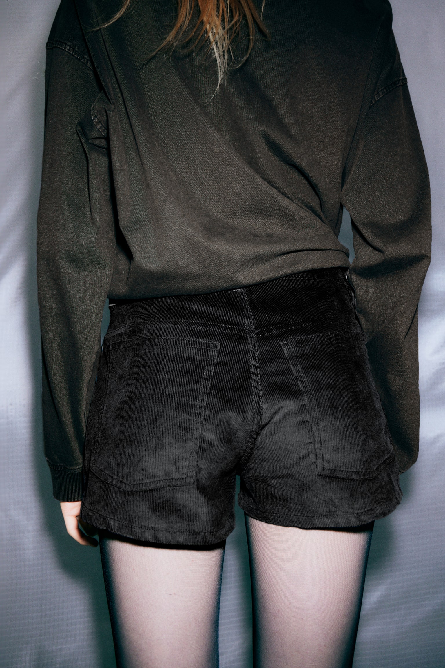 Mini Corduroy Cotton Shorts - Black - 4