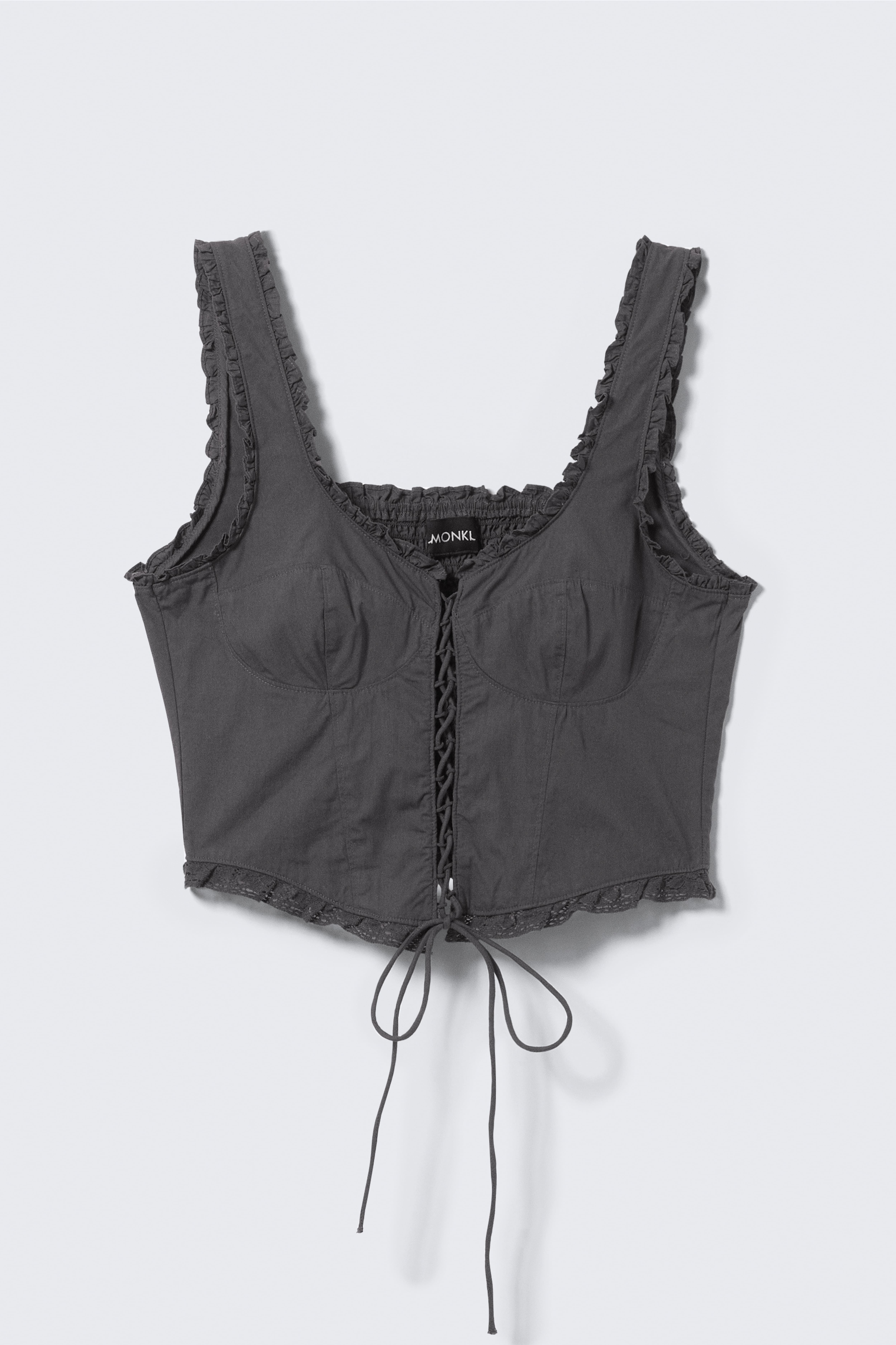 Κορσέ με Δαντελωτές Λεπτομέρειες - Σκούρο Γκρι