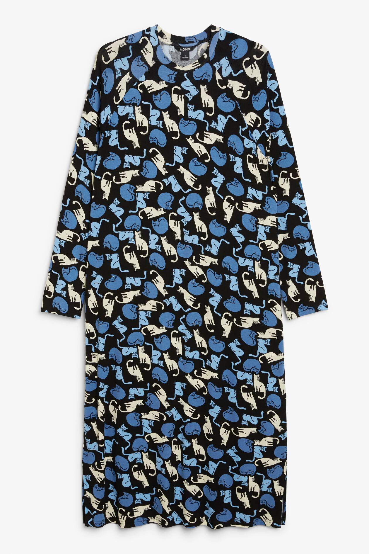 Long Sleeve Jersey Dress Kitty Cats Ladies H M GB long-sleeve-jersey-dress-kitty-cats-ladies-h-m-gb