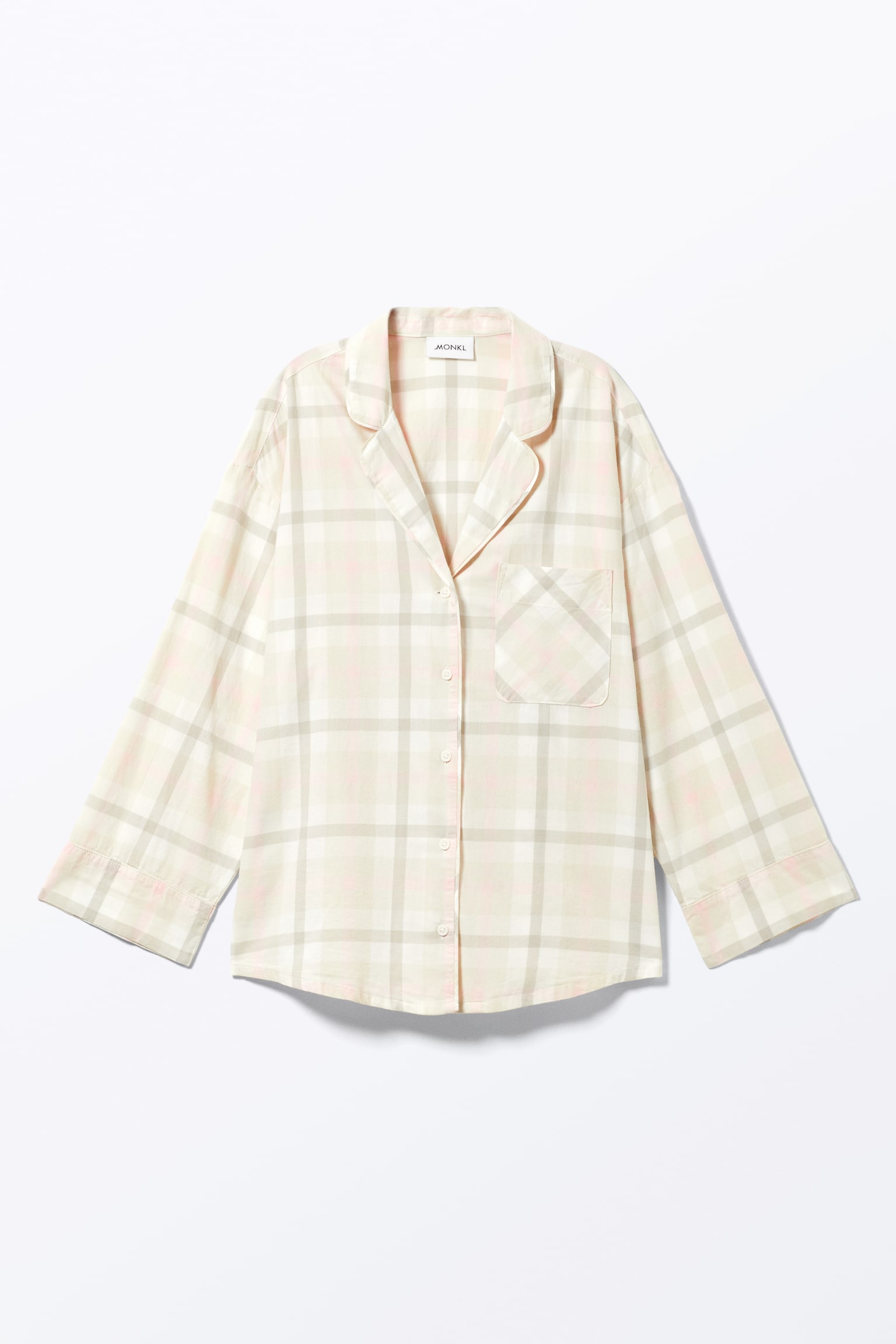 Soft Long-Sleeved Flannel Shirt - Light Beige Check/White/Dark Red Check - 2