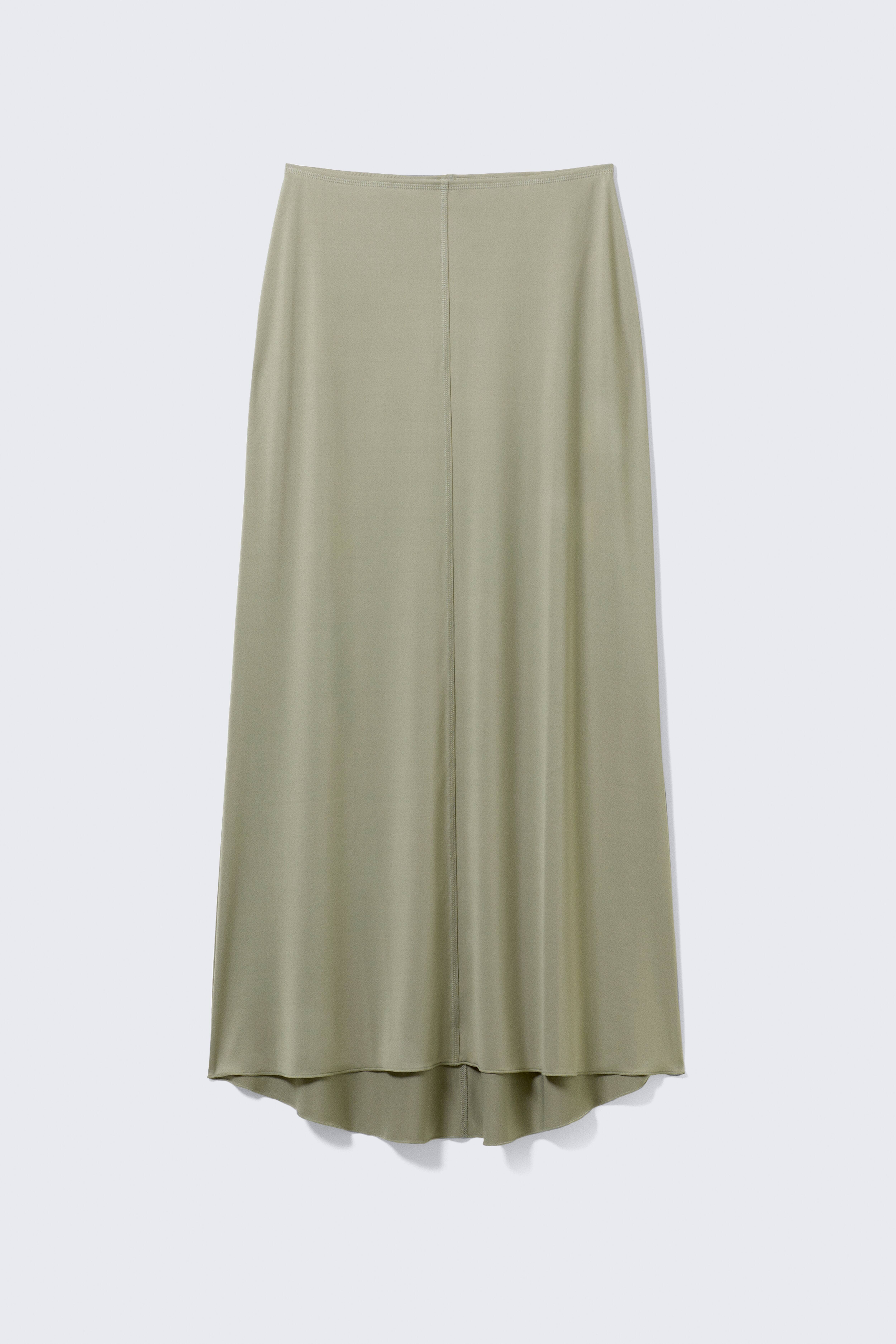 Flowy High-Low Maxi Skirt - Khaki Green/White
