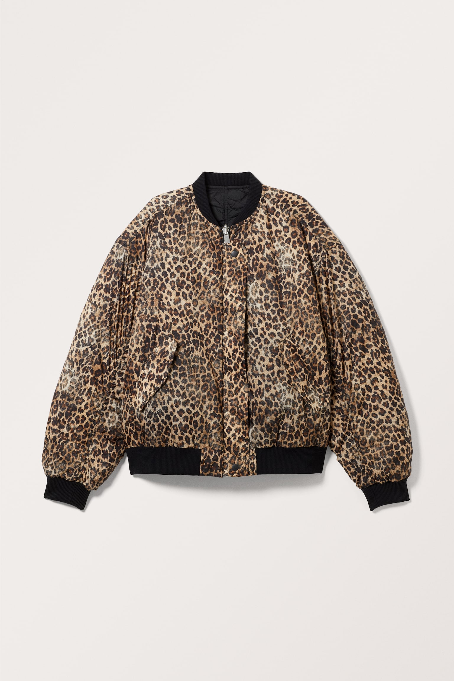 Loose Reversible Bomber Jacket - Leopard/Black/Dark Red/Hot Pink - 2