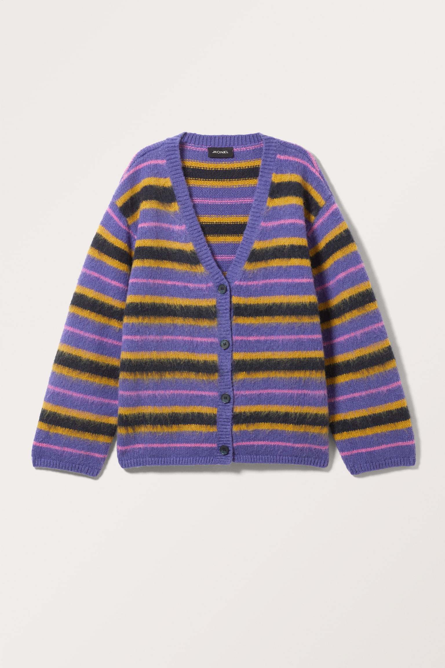 Fluffy knit cardigan - Purple Multi Stripe/Pink & Red Stripe - 2