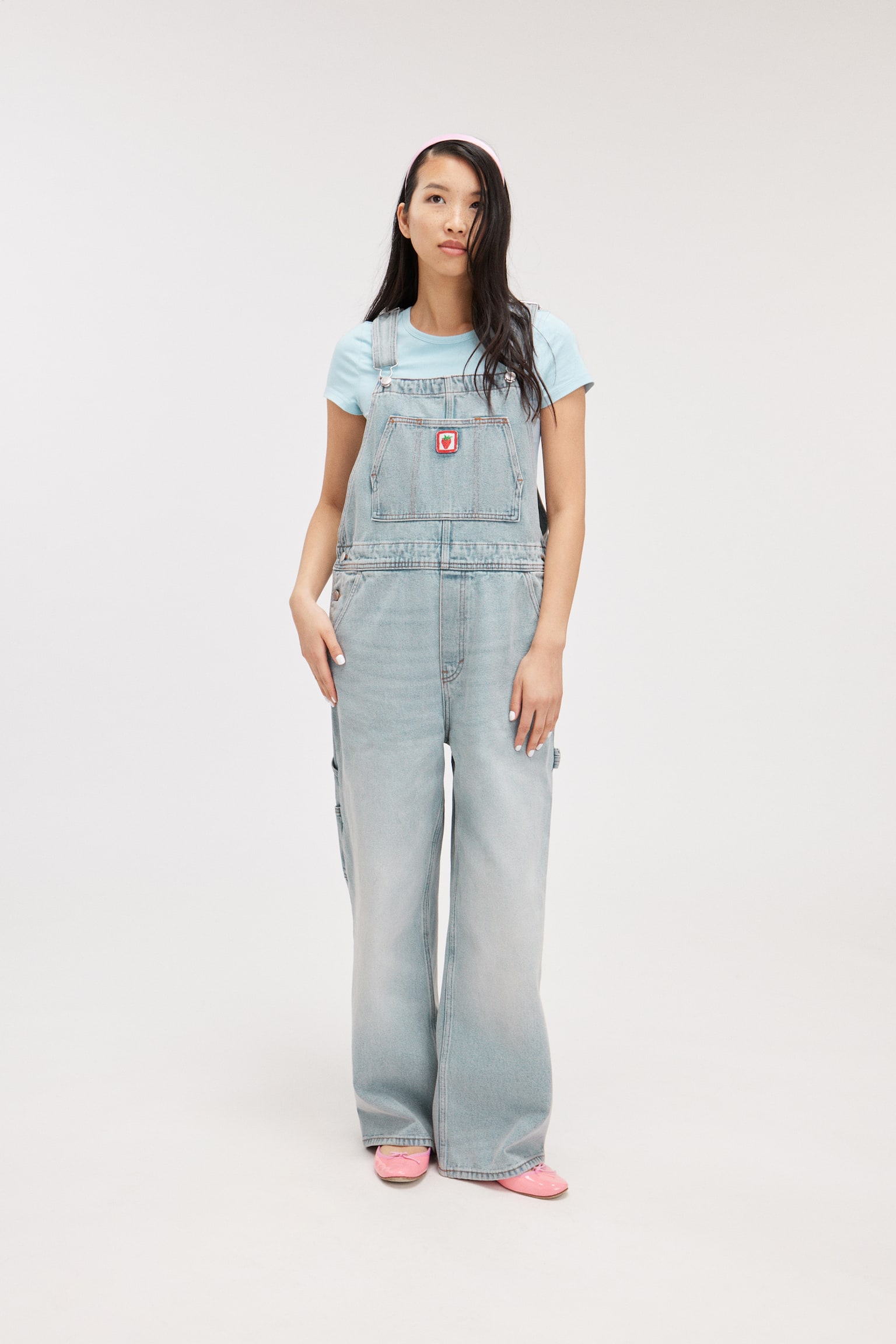 Embroidered Denim Dungarees - Space Blue/Kaylin Blue - 4