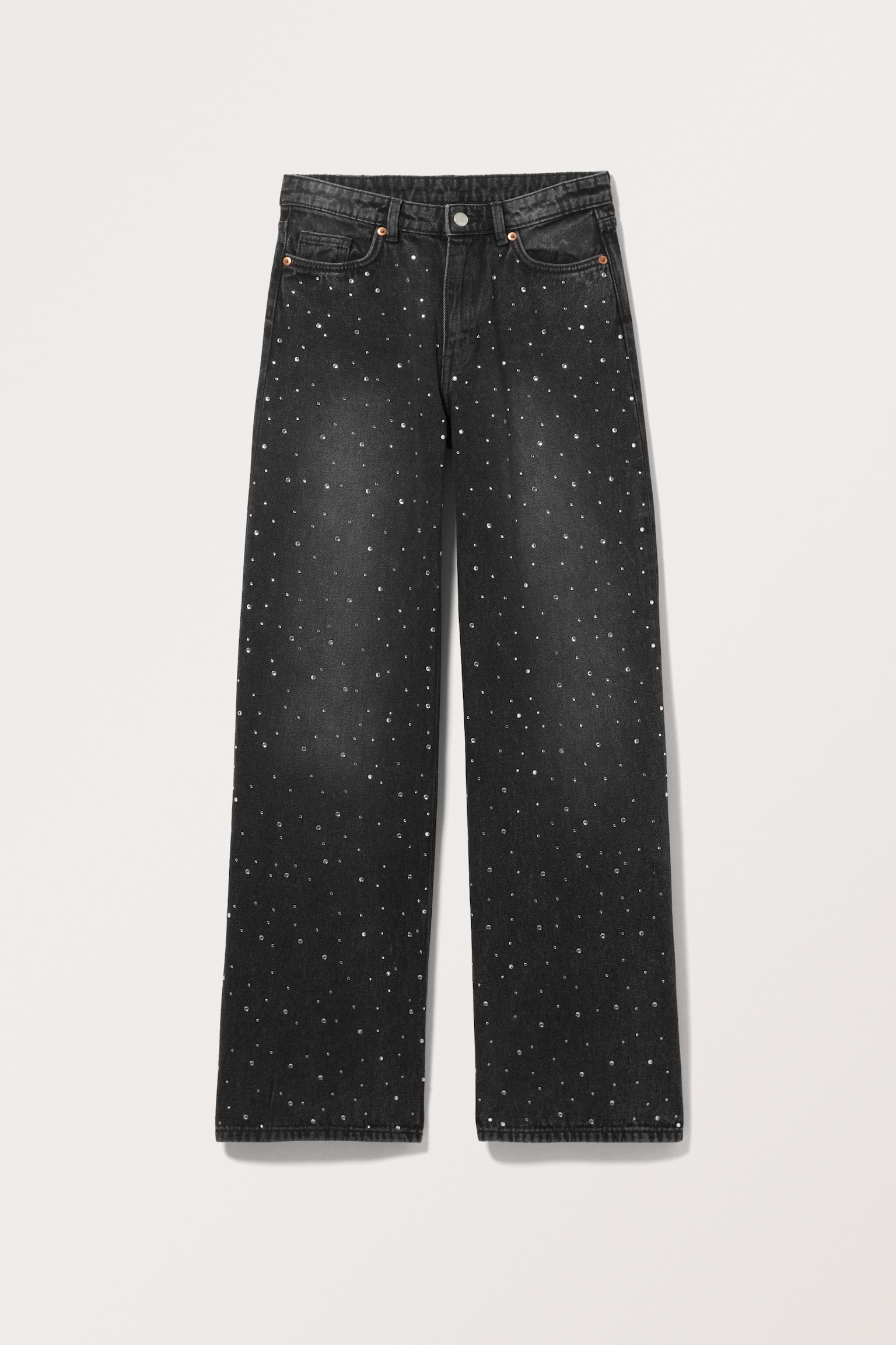 Paz mid-waist raka jeans med strass - Svart med strass - 2