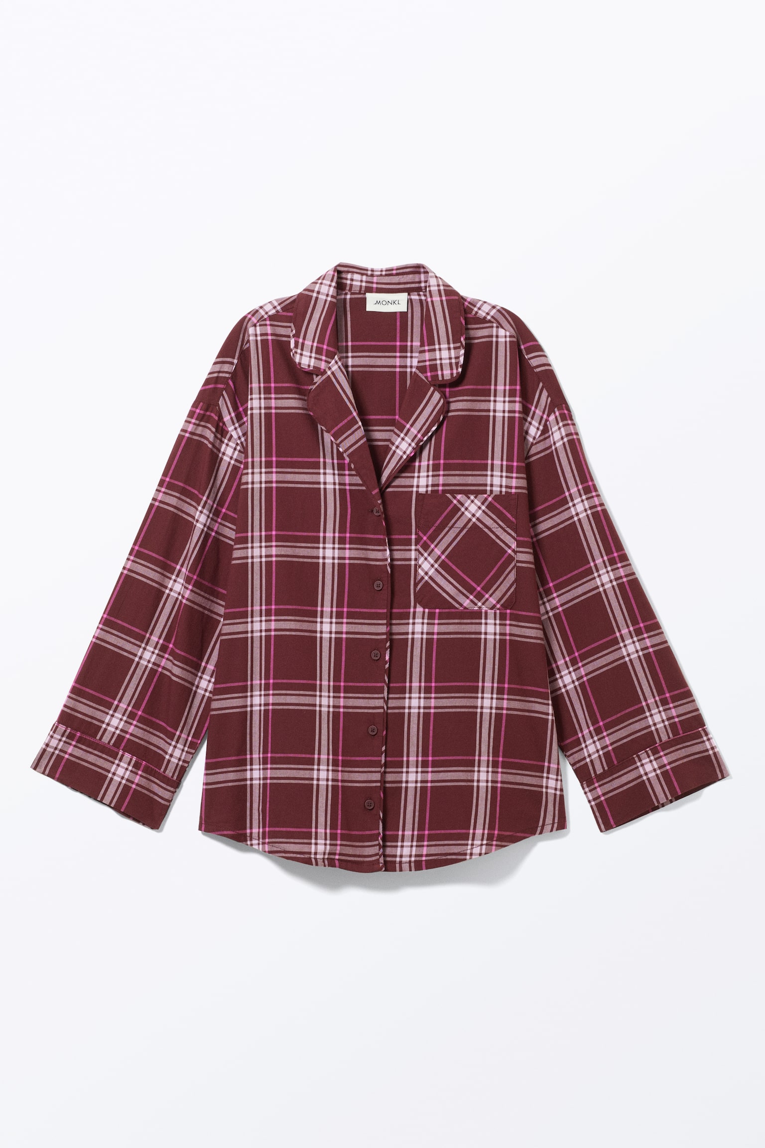 Soft Long-Sleeved Flannel Shirt - Dark Red Check/Light Beige Check/White - 2