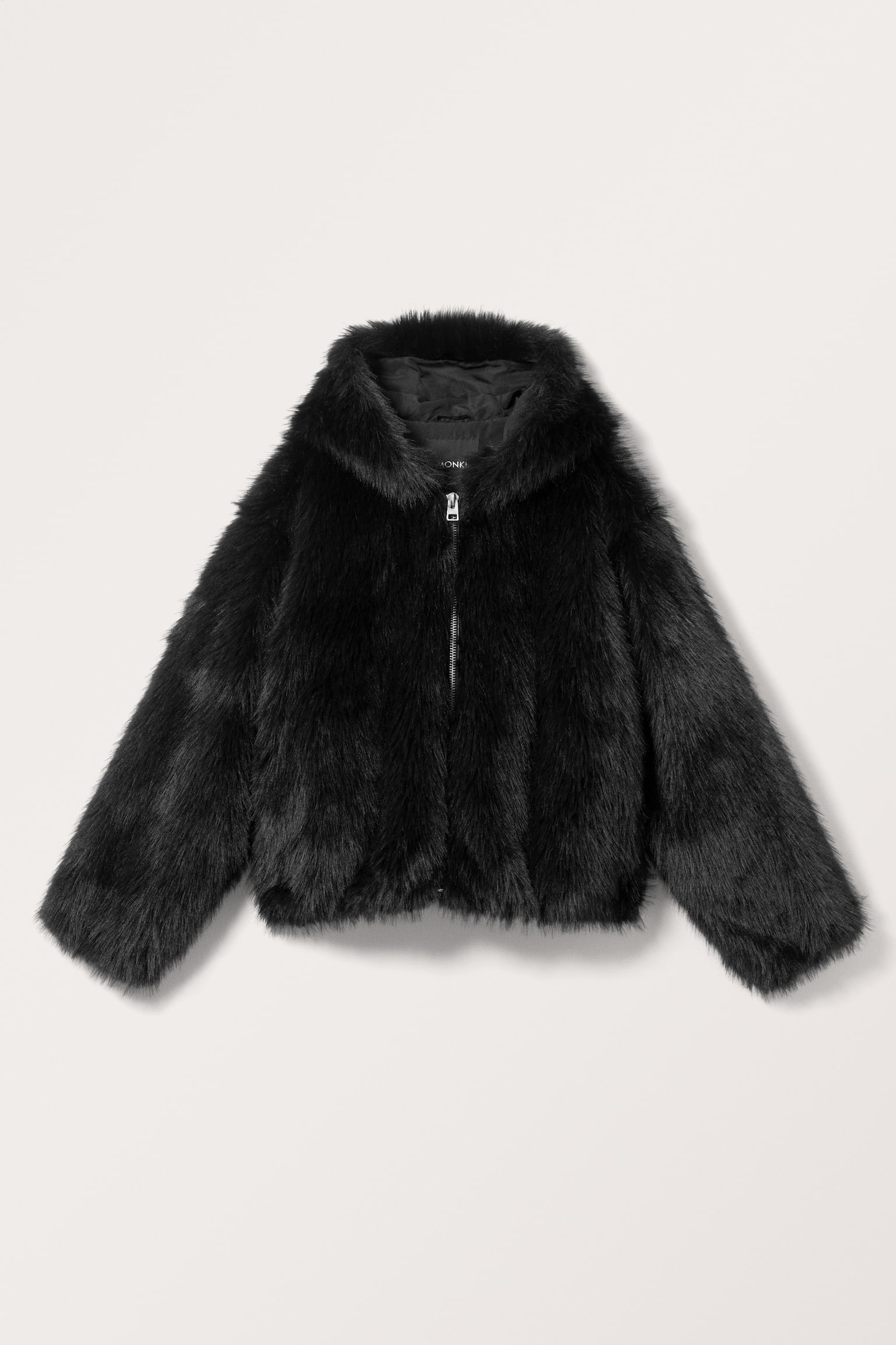 Hooded Faux Fur Jacket - Black/Leopard