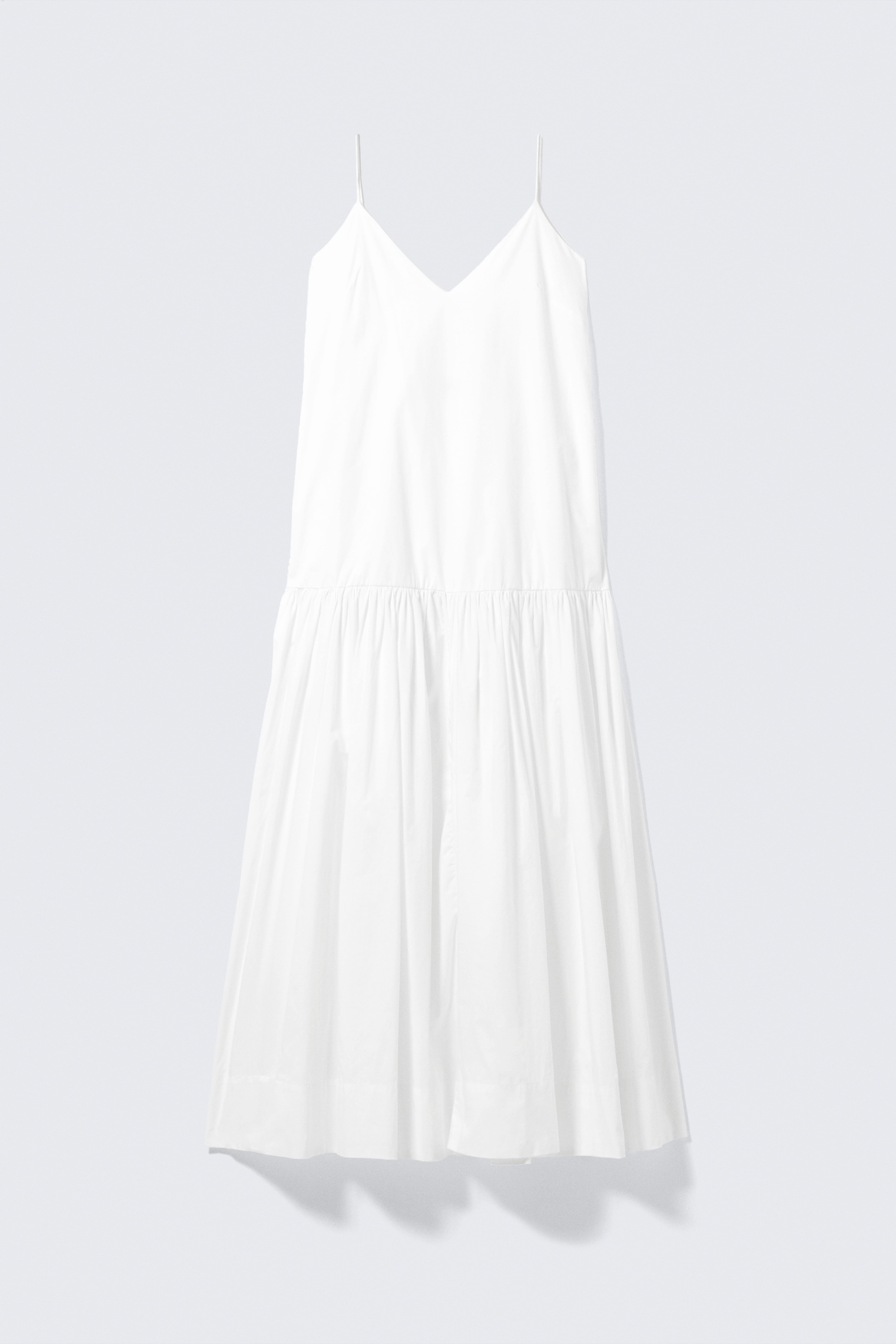 Tiered Cotton Poplin Maxi Dress - White