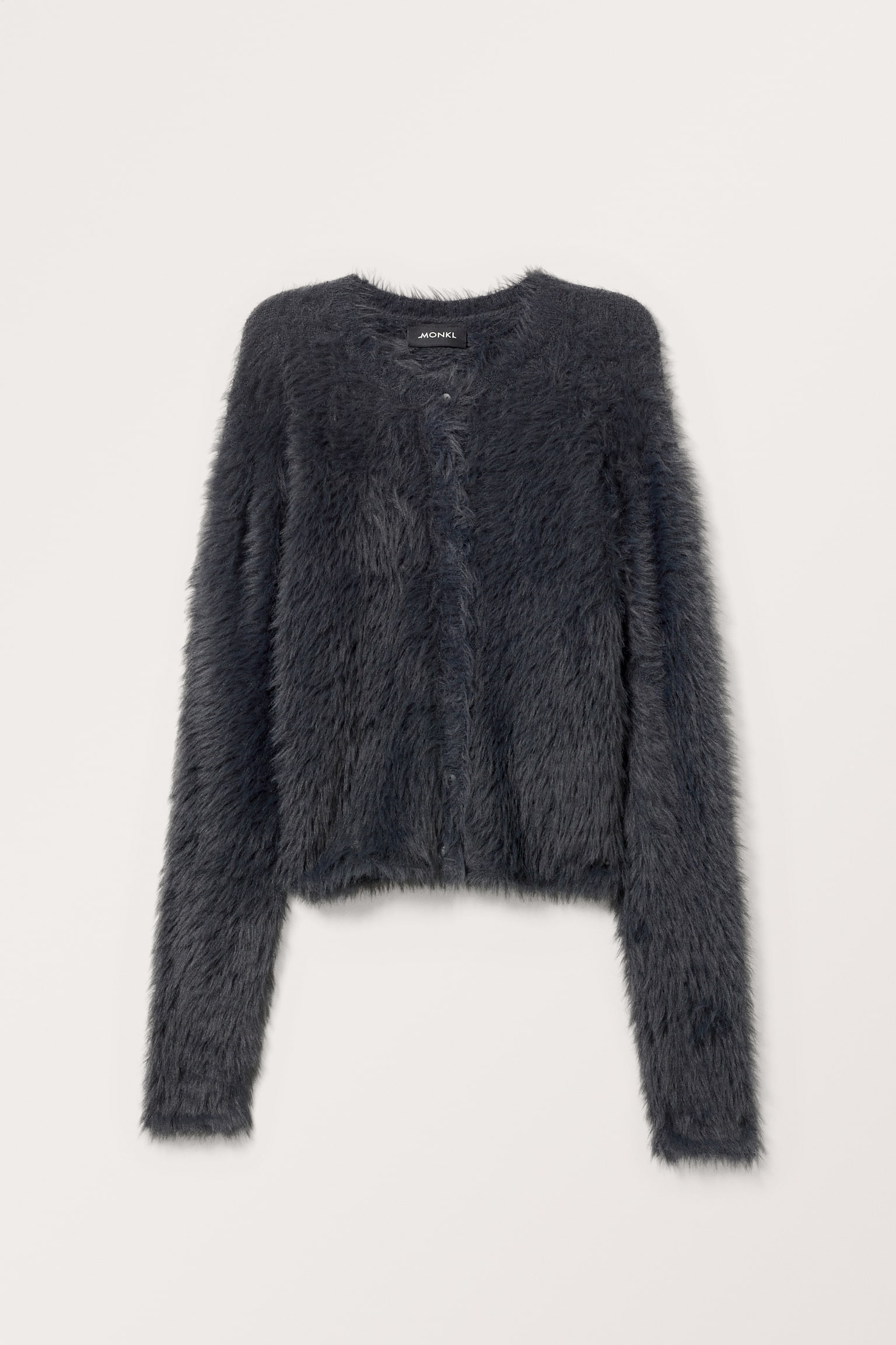 Furry Knitted Cardigan - Anthracite/Light Dusty Grey/Dark Khaki Green/Light Blue/Light Dusty Pink - 2