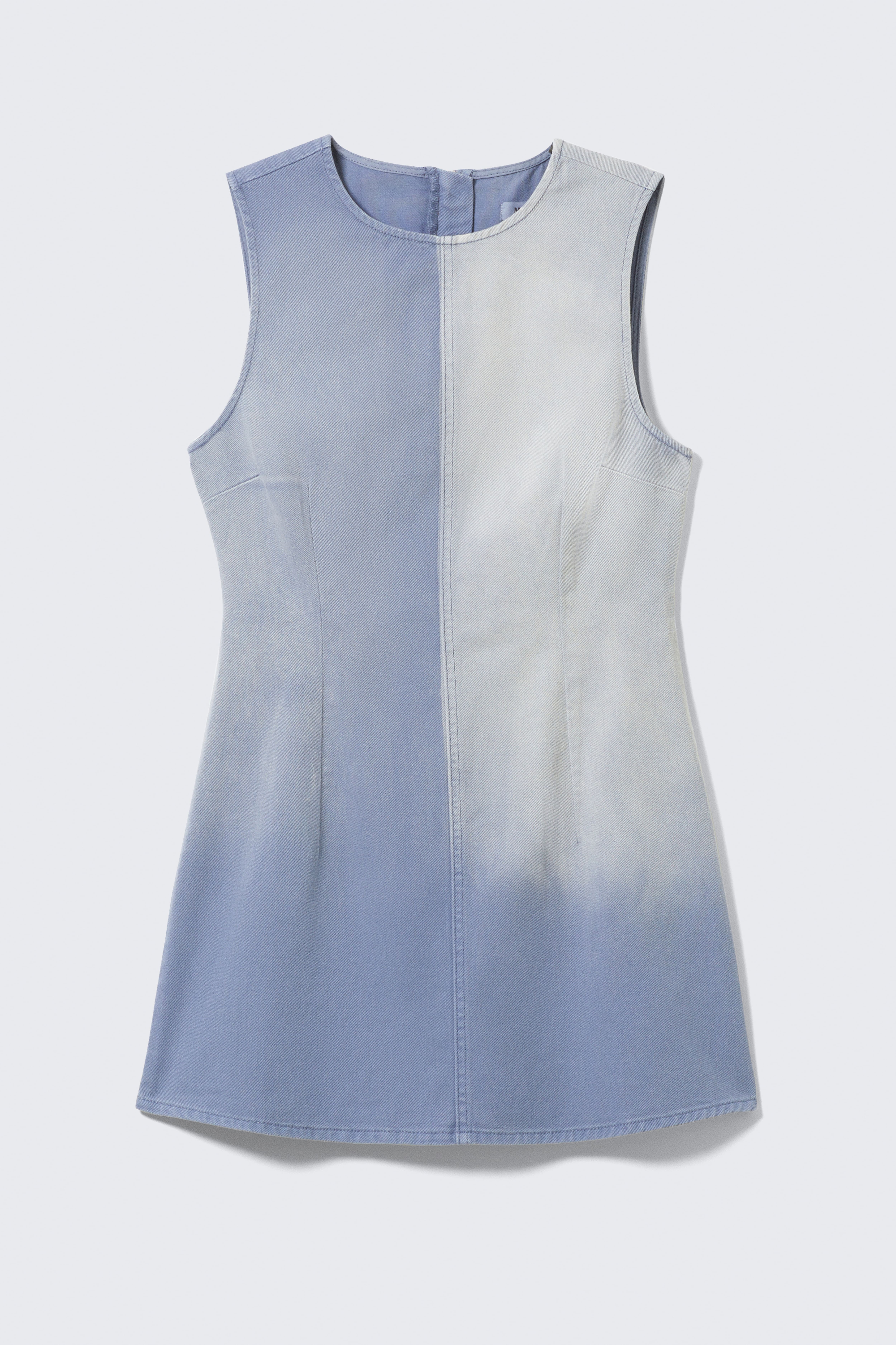 Sleeveless Utility Cotton Twill Dress - Washed Blue/Khaki Green