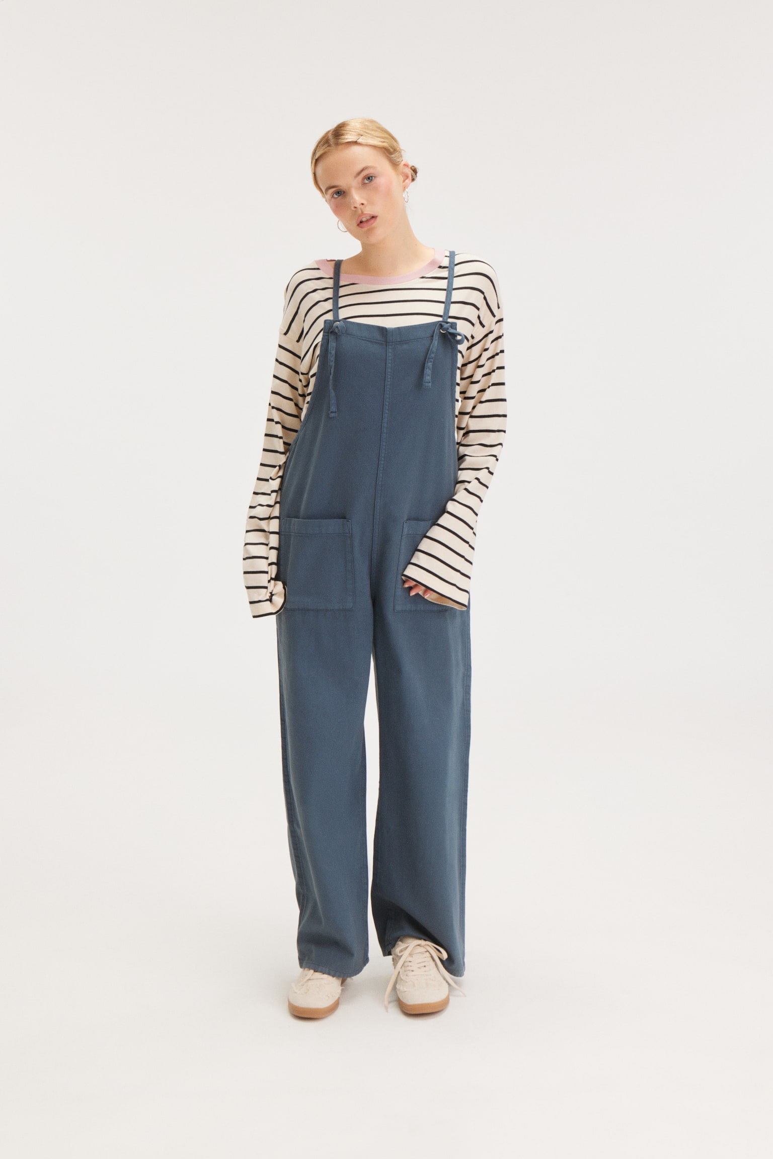 Tie Denim Dungarees - Blue/Black - 5