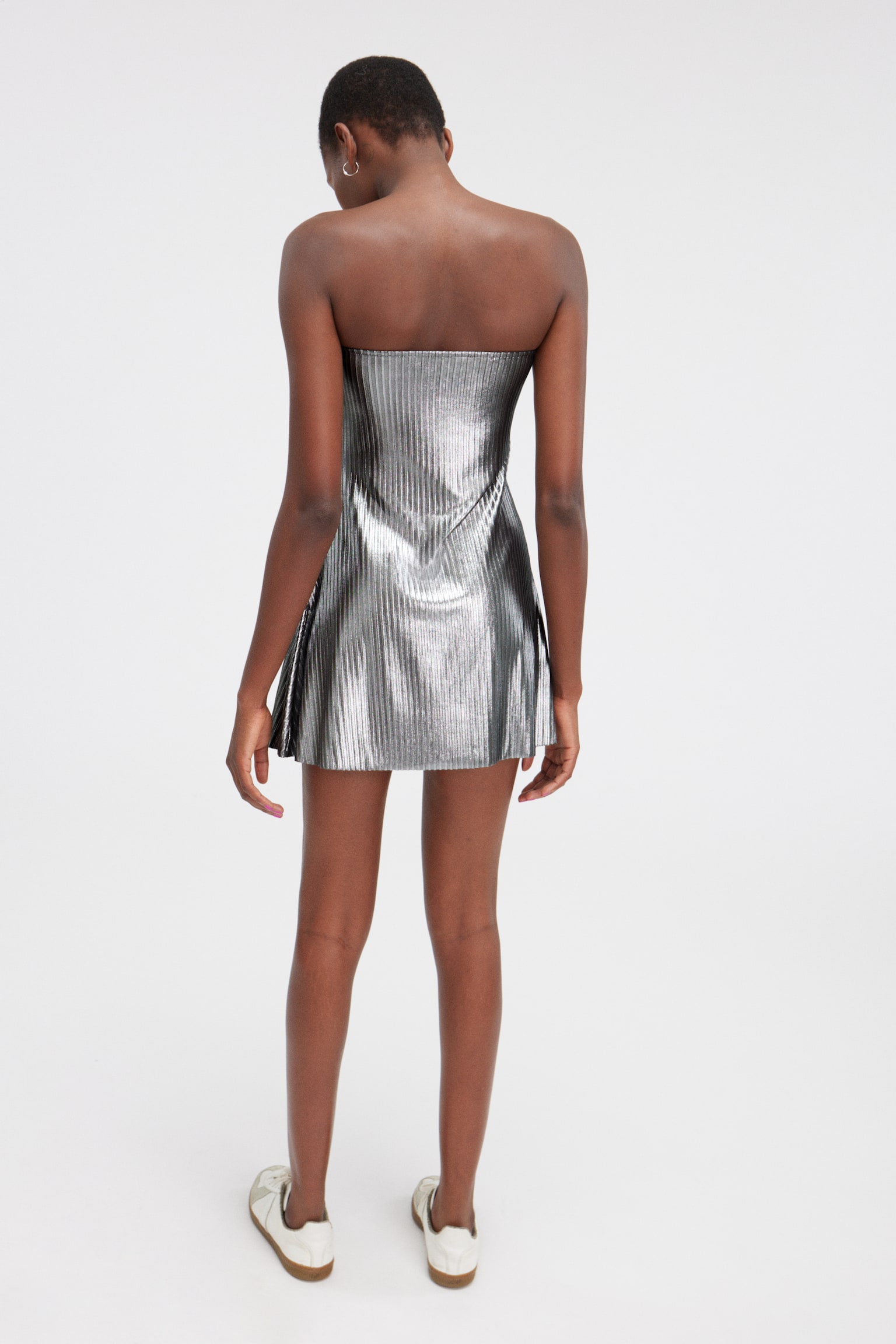 Fitted Mini Metallic Tube Dress - Metallic - 4