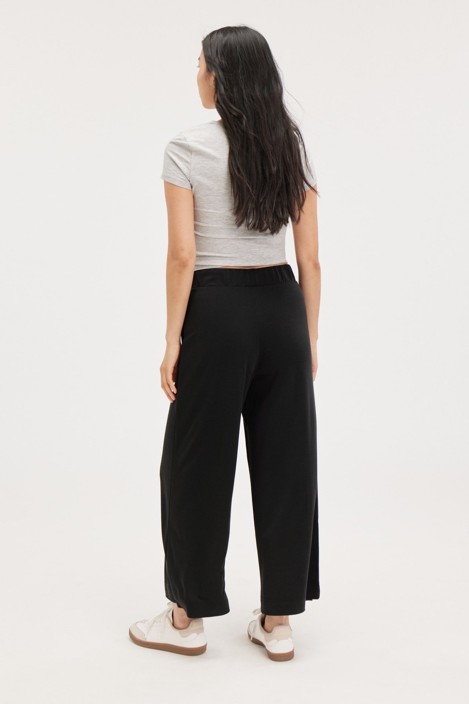 Wide leg super-soft trousers - Black/Beige/Black - 5