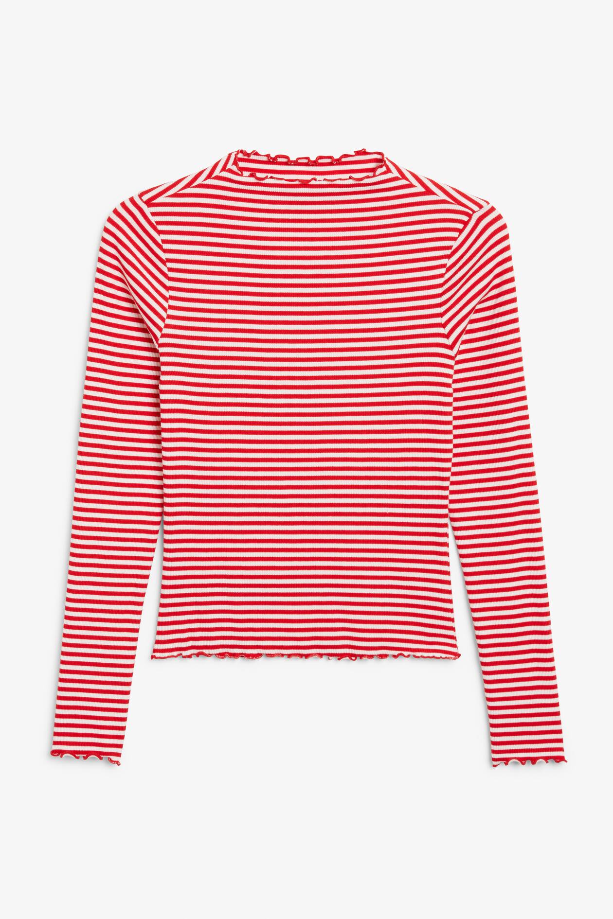 Ribbed Lettuce Hem Top Red And White Stripes Ladies H M GB ribbed-lettuce-hem-top-red-and-white-stripes-ladies-h-m-gb
