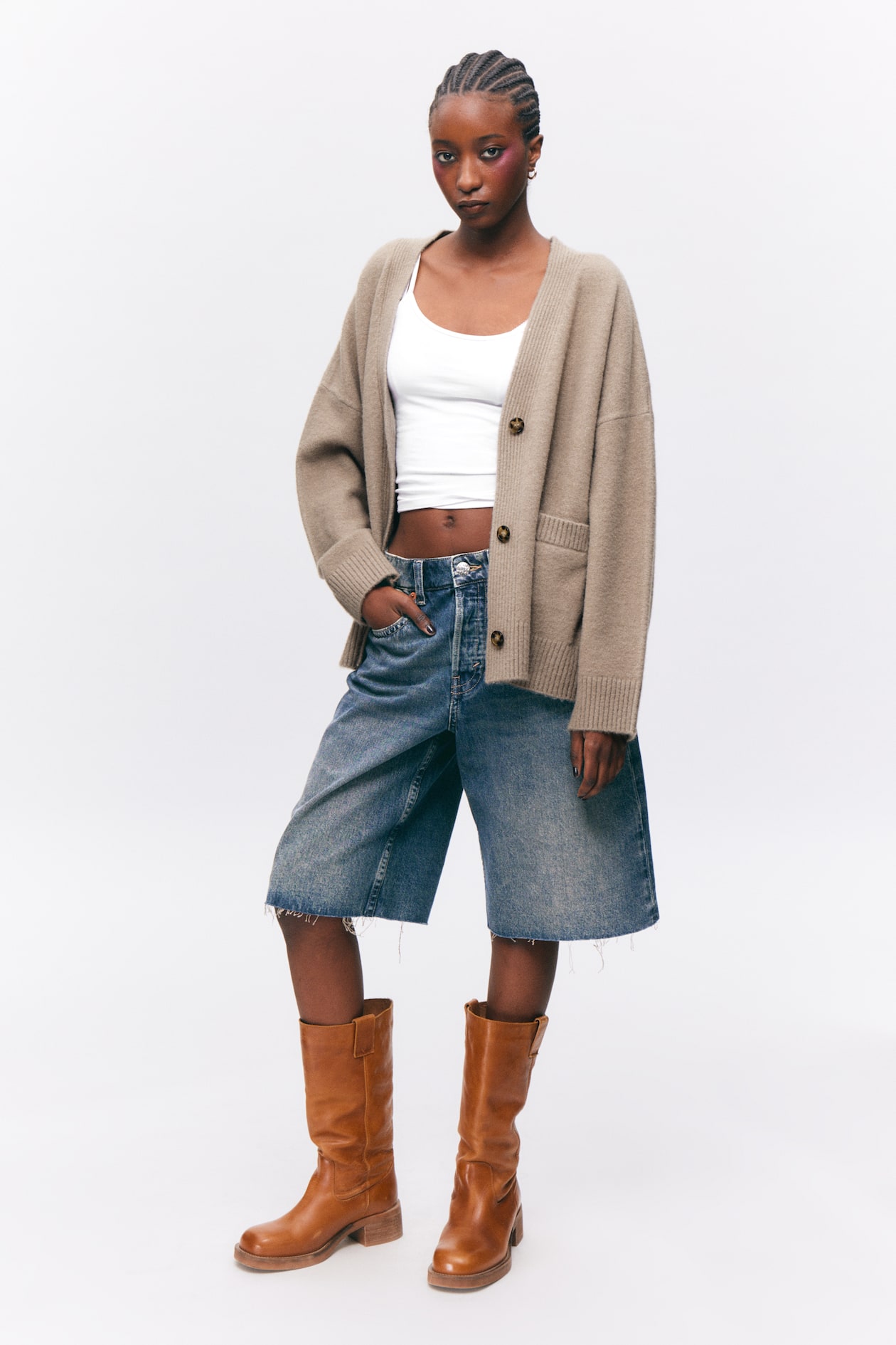 Relaxed knitted cardigan - Mole brown - Ladies | H&M GB