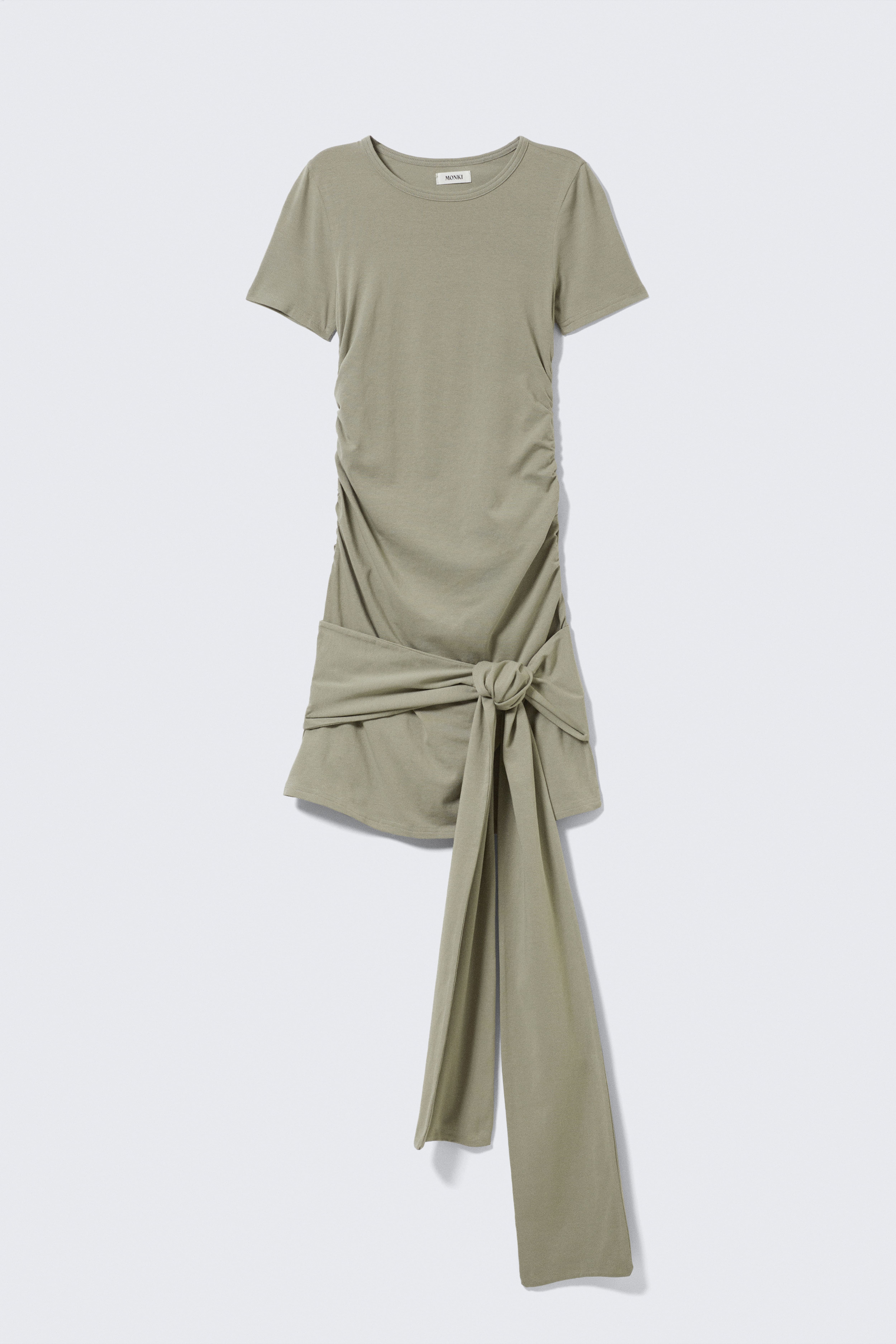 Μίνι φόρεμα με δέσιμο μπροστά - Khaki Green/Λευκό