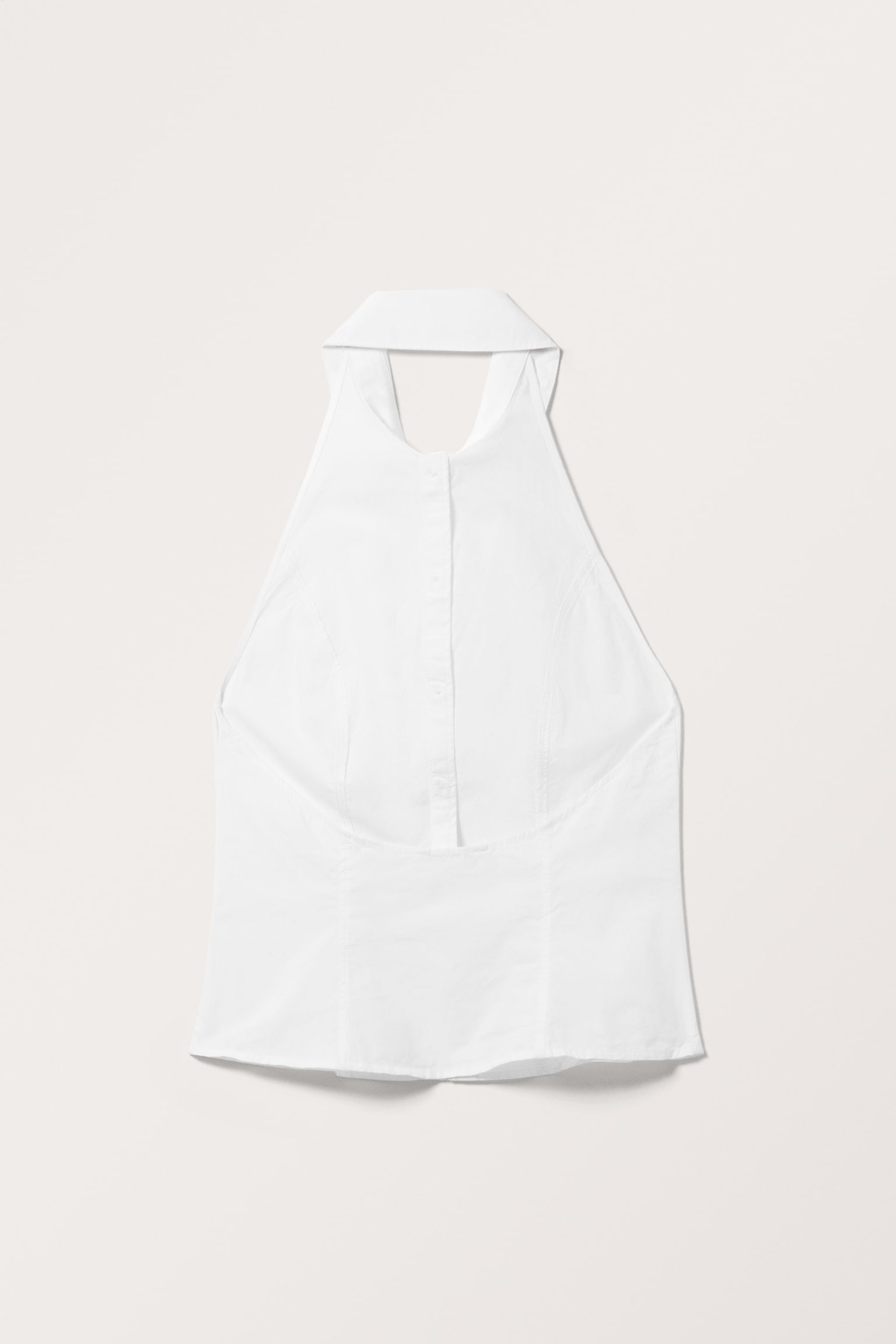 Ärmlös halter poplin-skjorta - Vit - 6