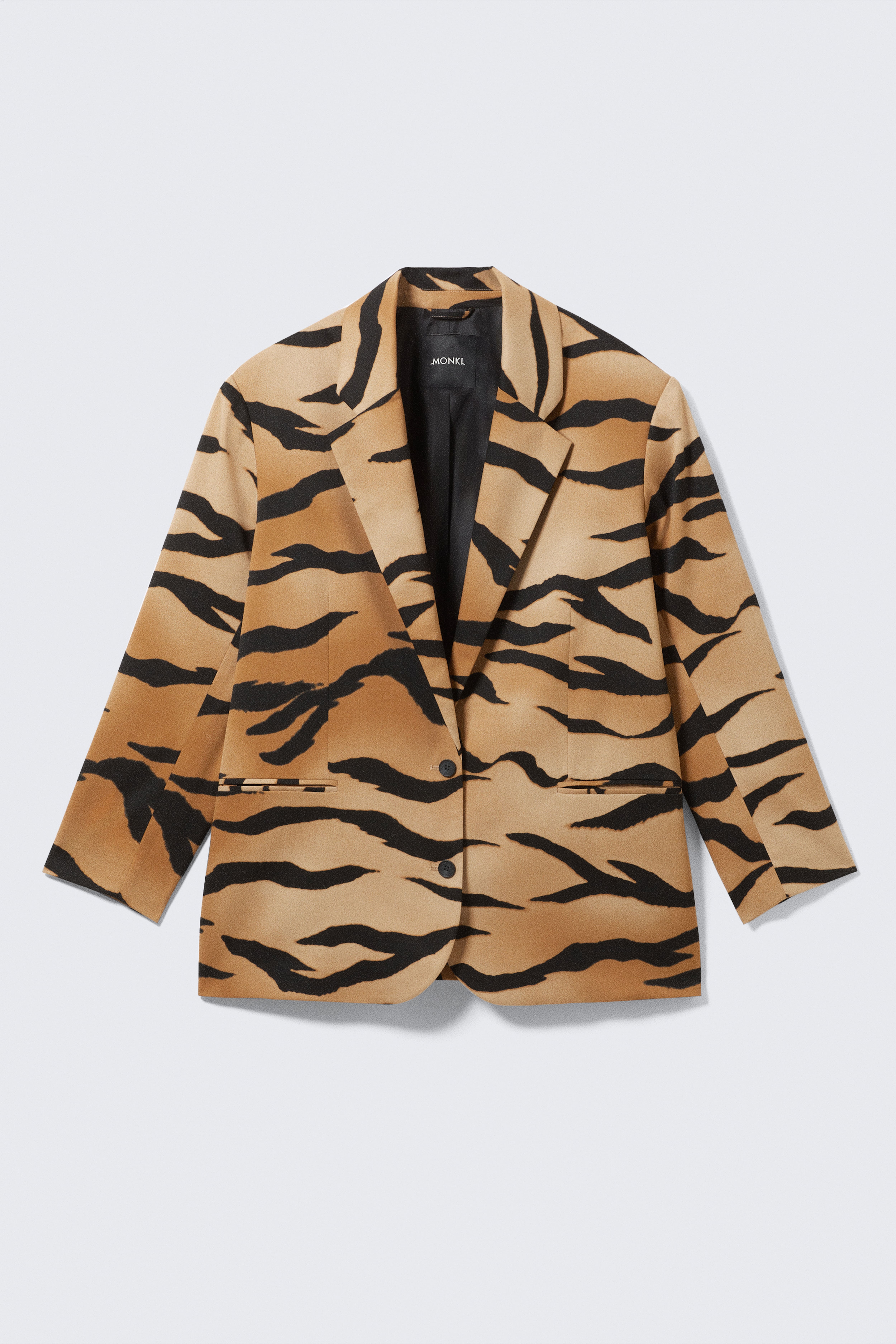 Single-Breasted Oversized Tiger Printed Blazer - Tiger-striped