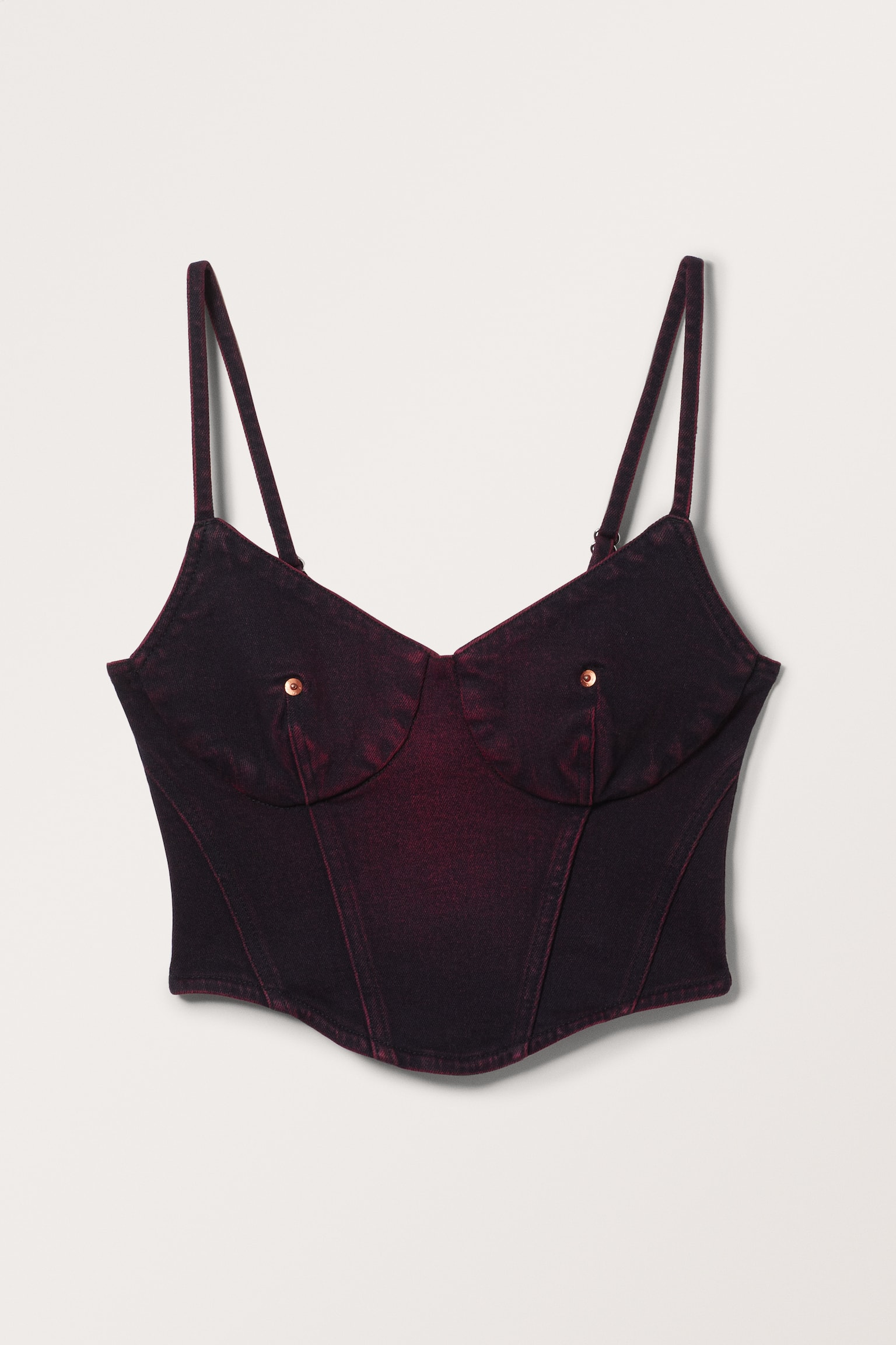 Cropped Denim Bralette-top - Tyrian Purple - 2