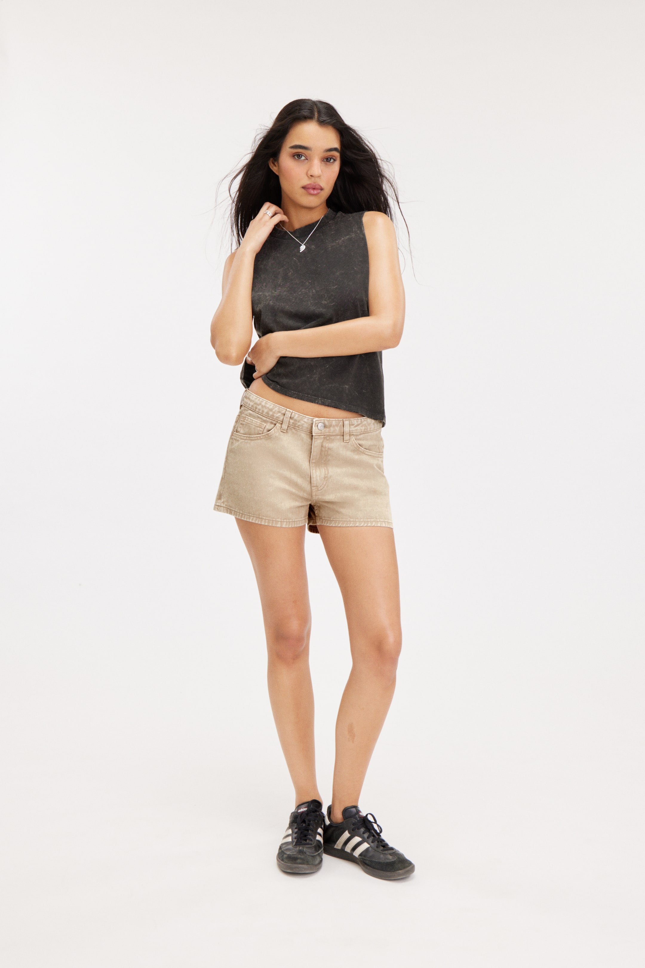 Short Mini Twill Shorts - Low waist - Short - Washed Beige - Ladies | H ...