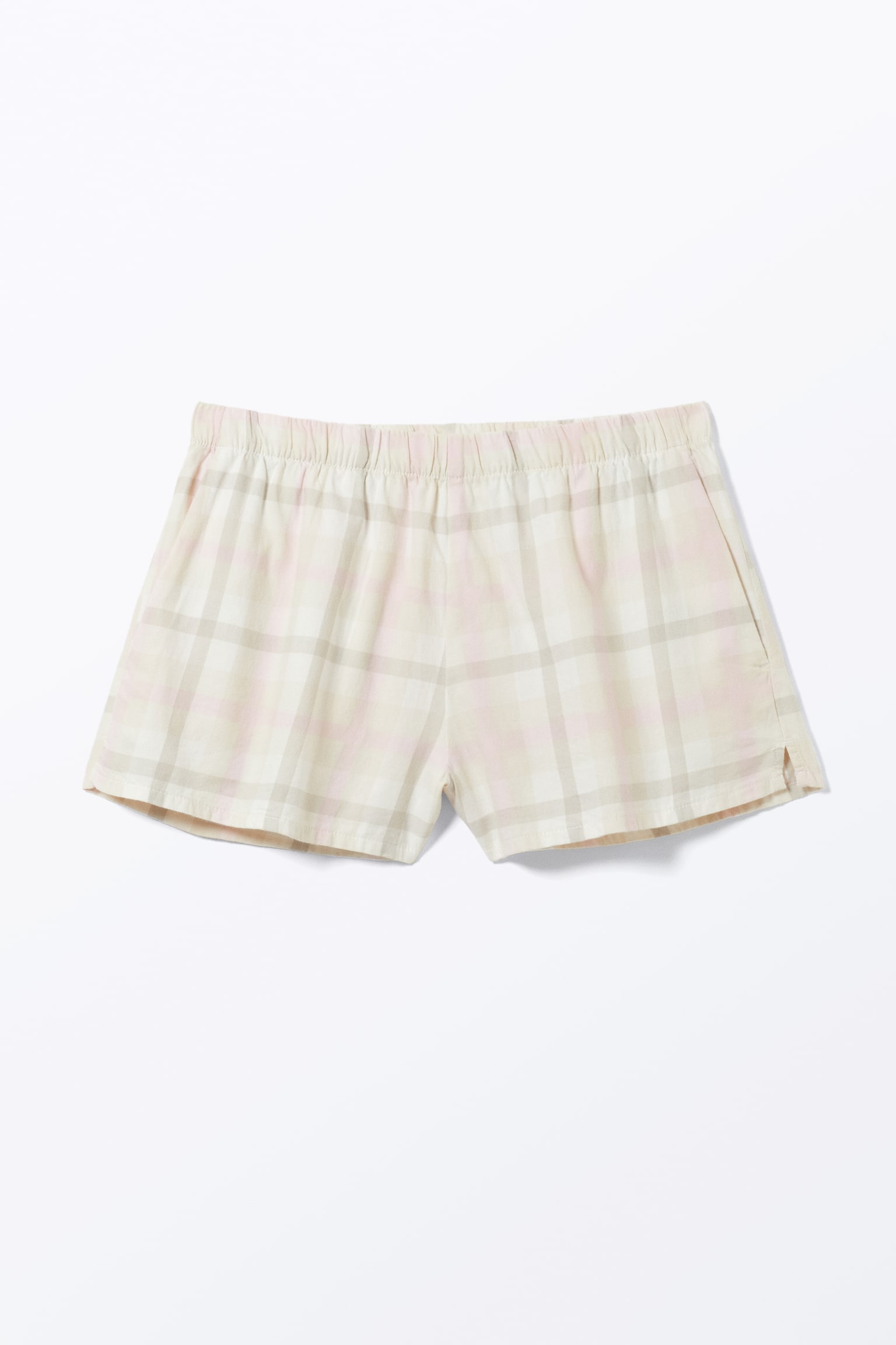 Flannel Boxer Shorts - Beige Check/Dark Red Check/White