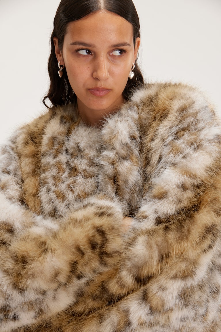 Womens Jacket Short Faux Fur Leopard Print Jacket Womens Jackets