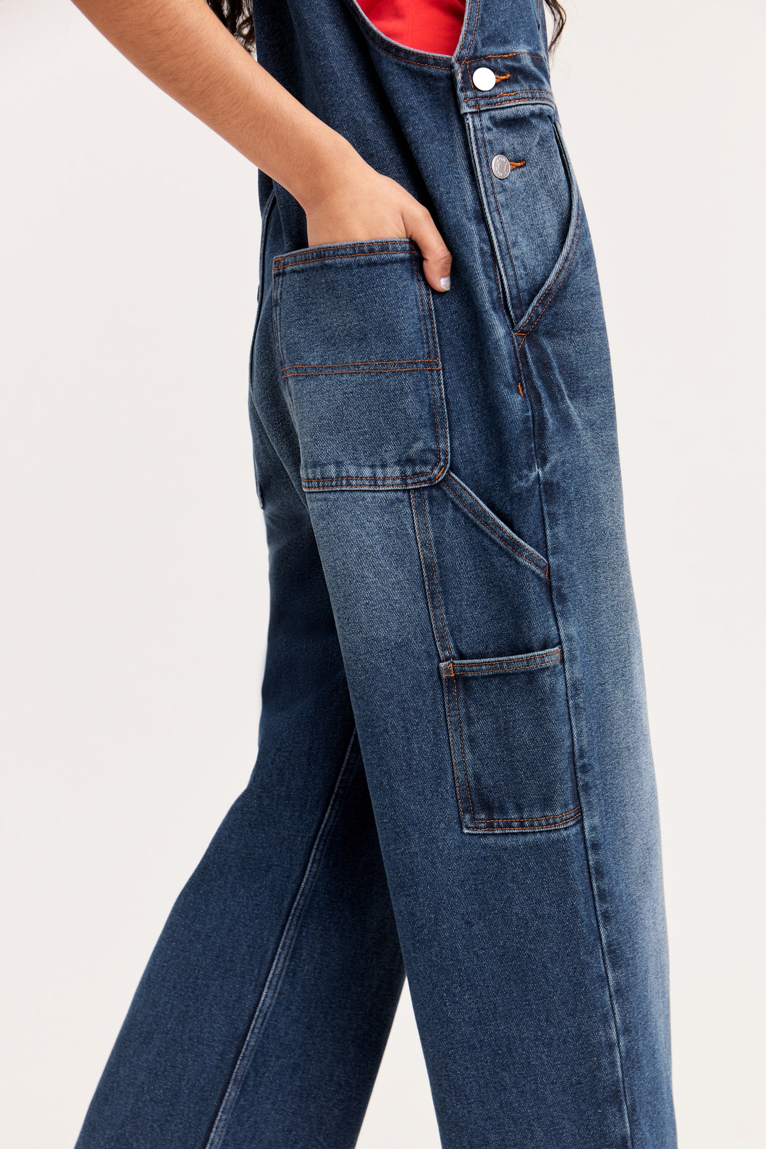 Embroidered Denim Dungarees - Kaylin Blue/Space Blue - 4