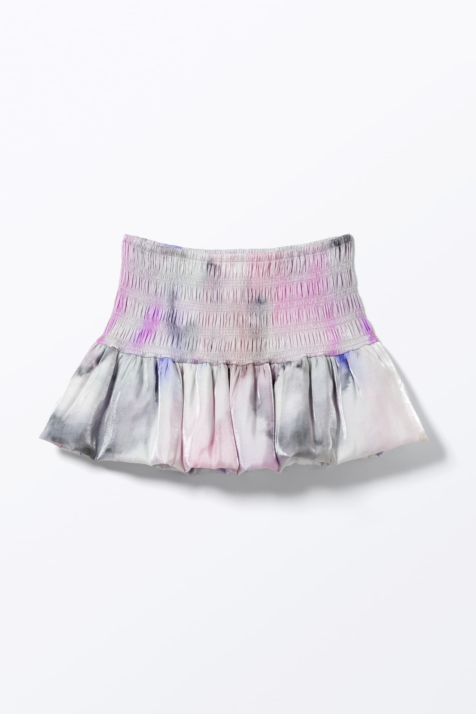 Smocked Mini Balloon Skirt - Dreamy Pastel Print/Dusty Grey