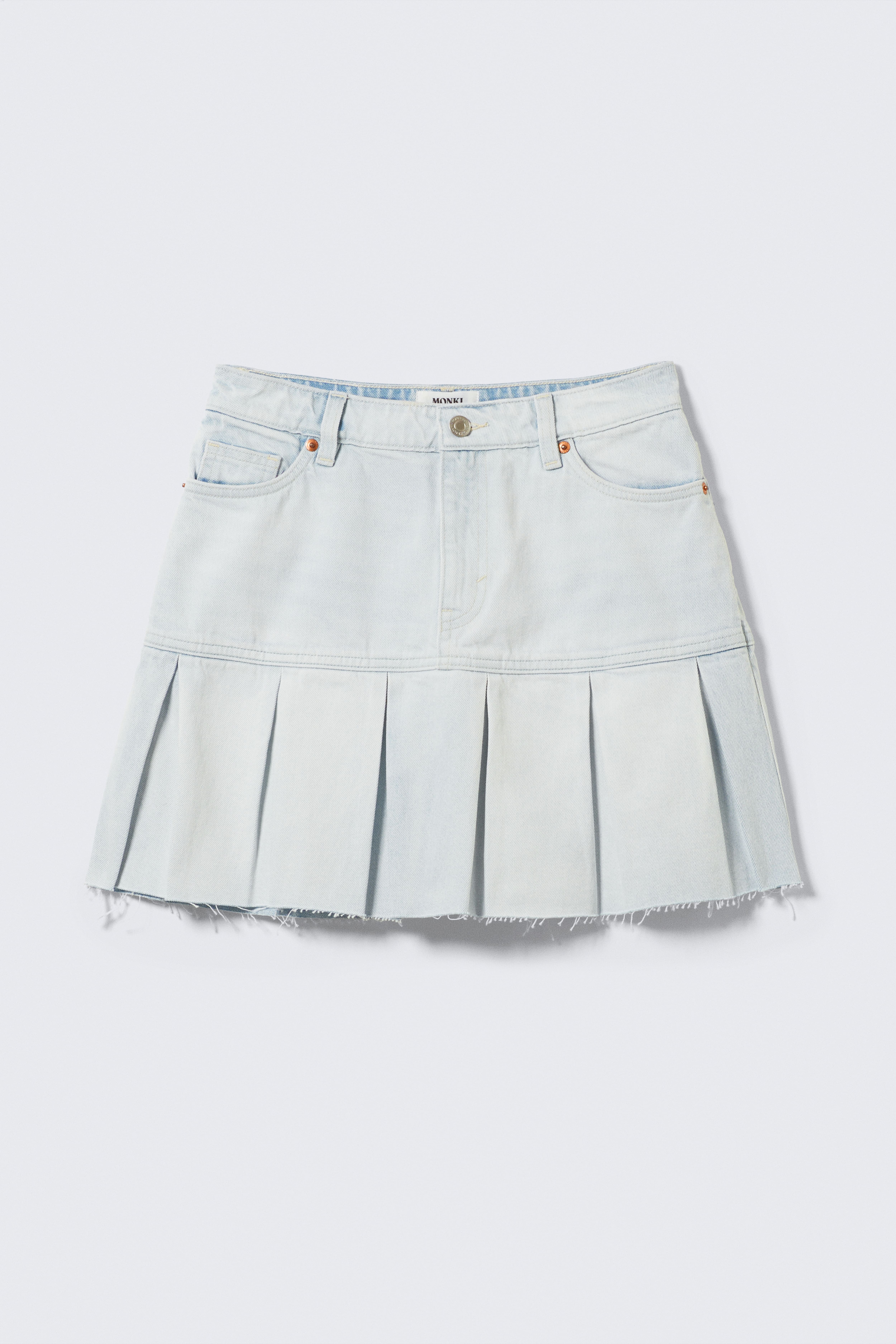 Pleated Mini Denim Skirt - Fluid Blue - Light Blue/Fresh Blue - Light Blue