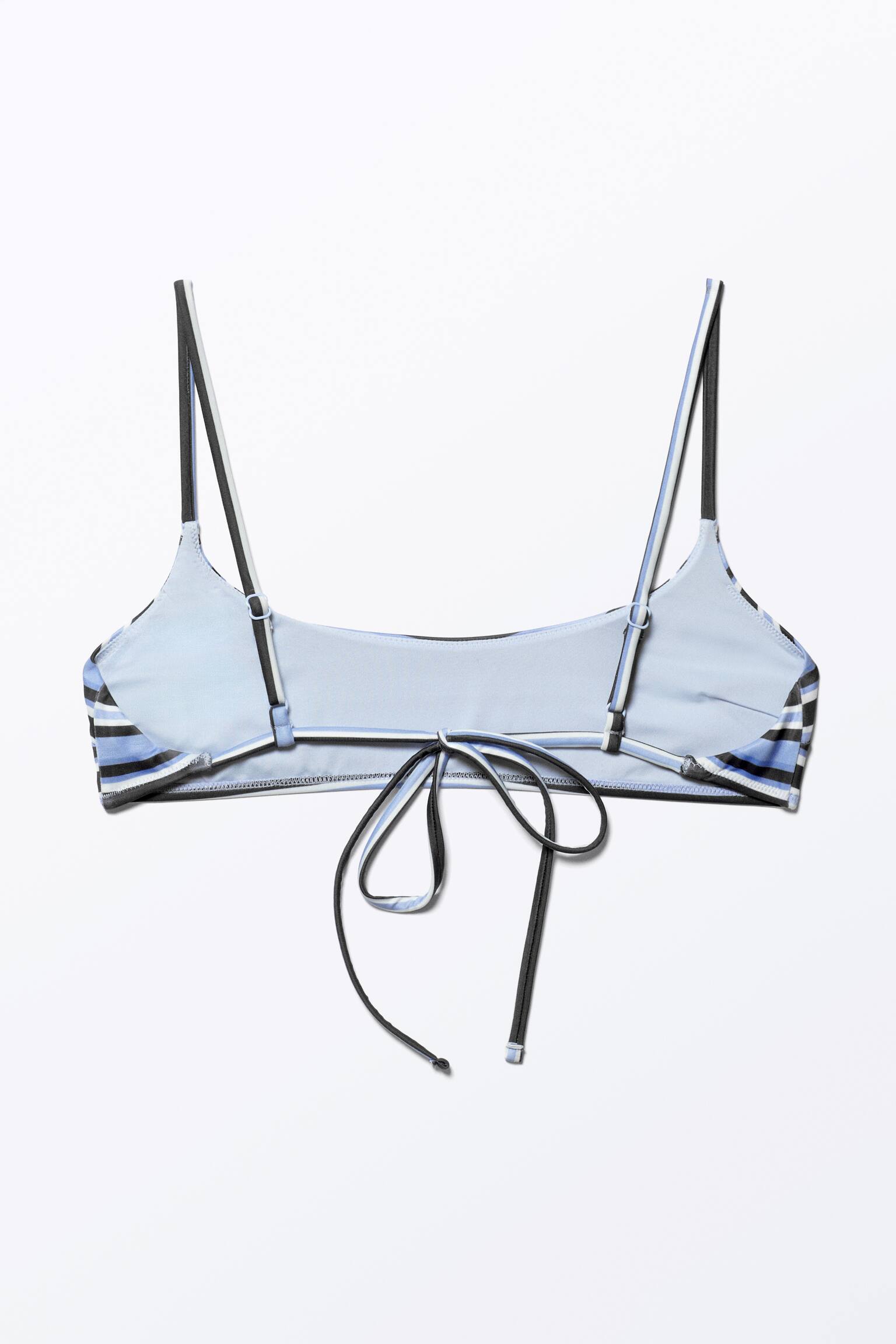 Scoop Neck Bikini Top - Striped Blue - 4