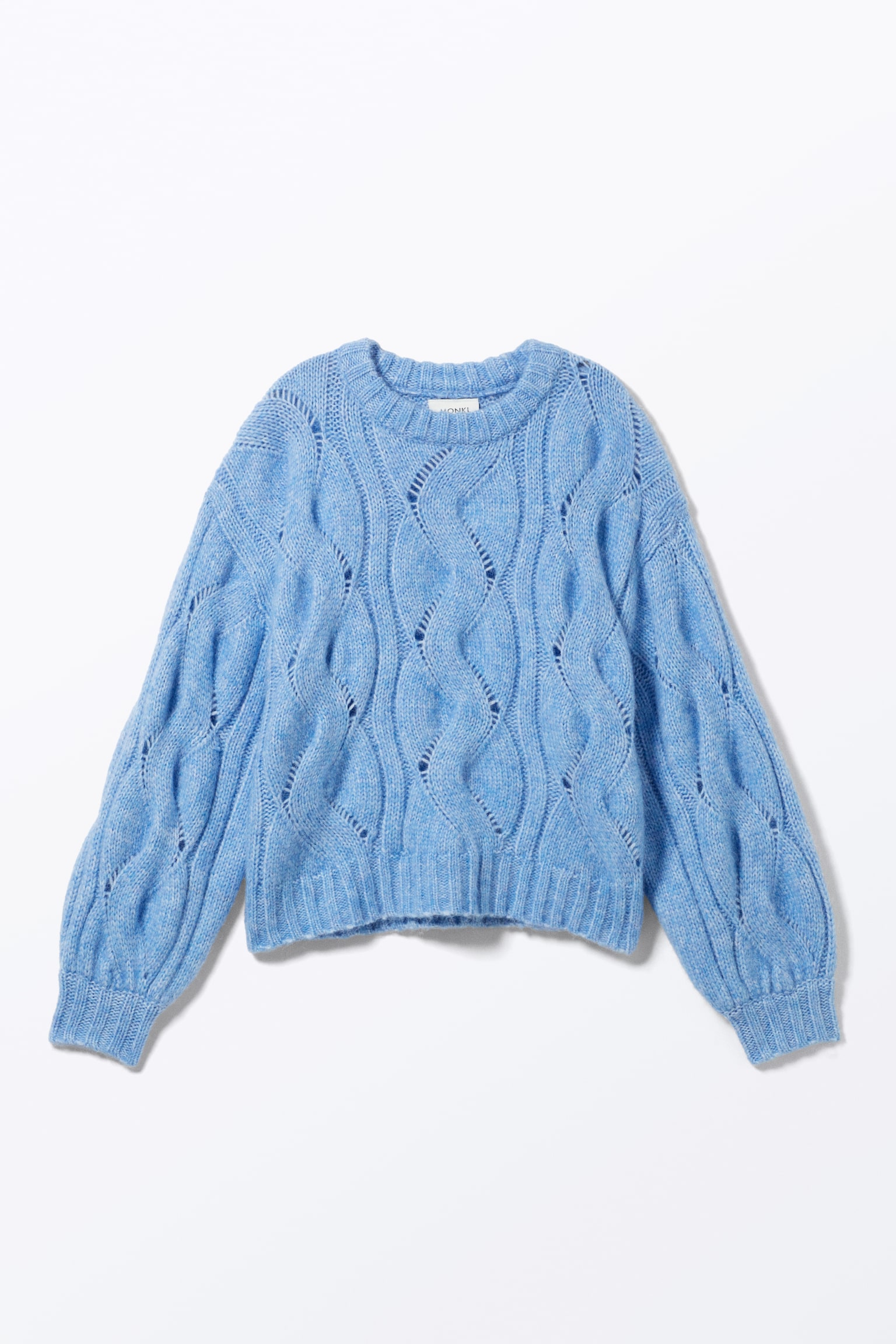 Short Cable Knitted Sweater - Blue/Brown/Dusty White