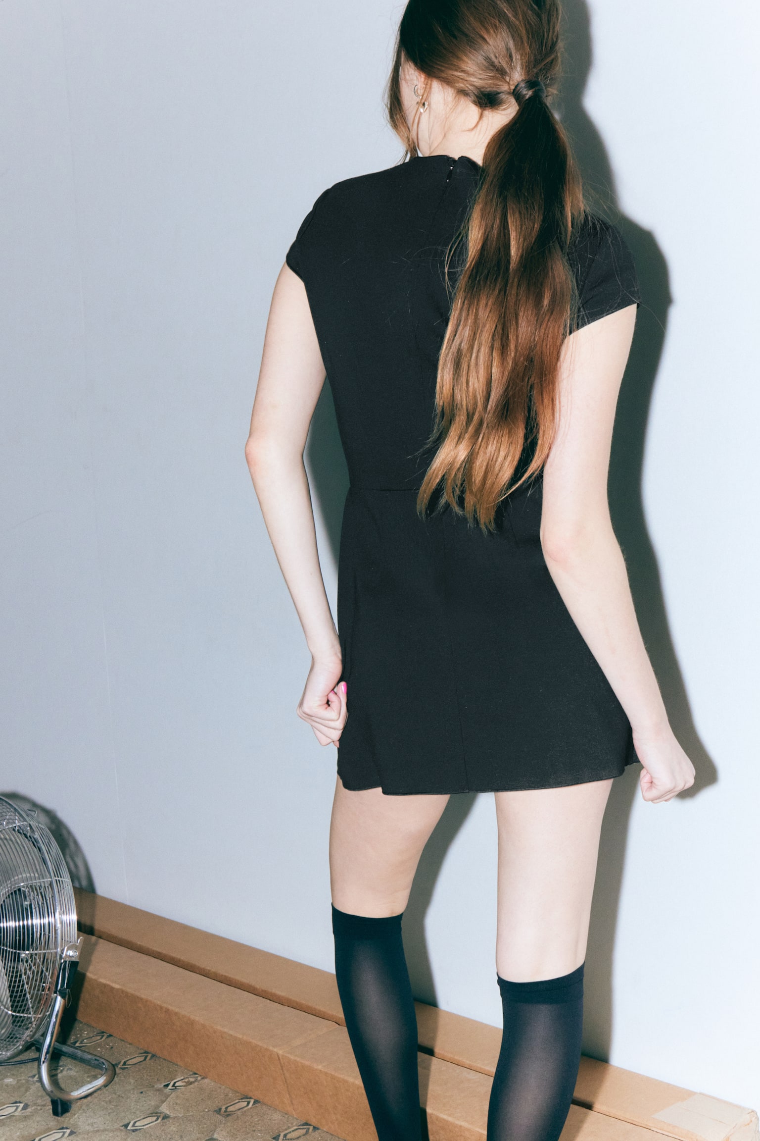 Cap Sleeve Mini Dress - Black/Red - 4