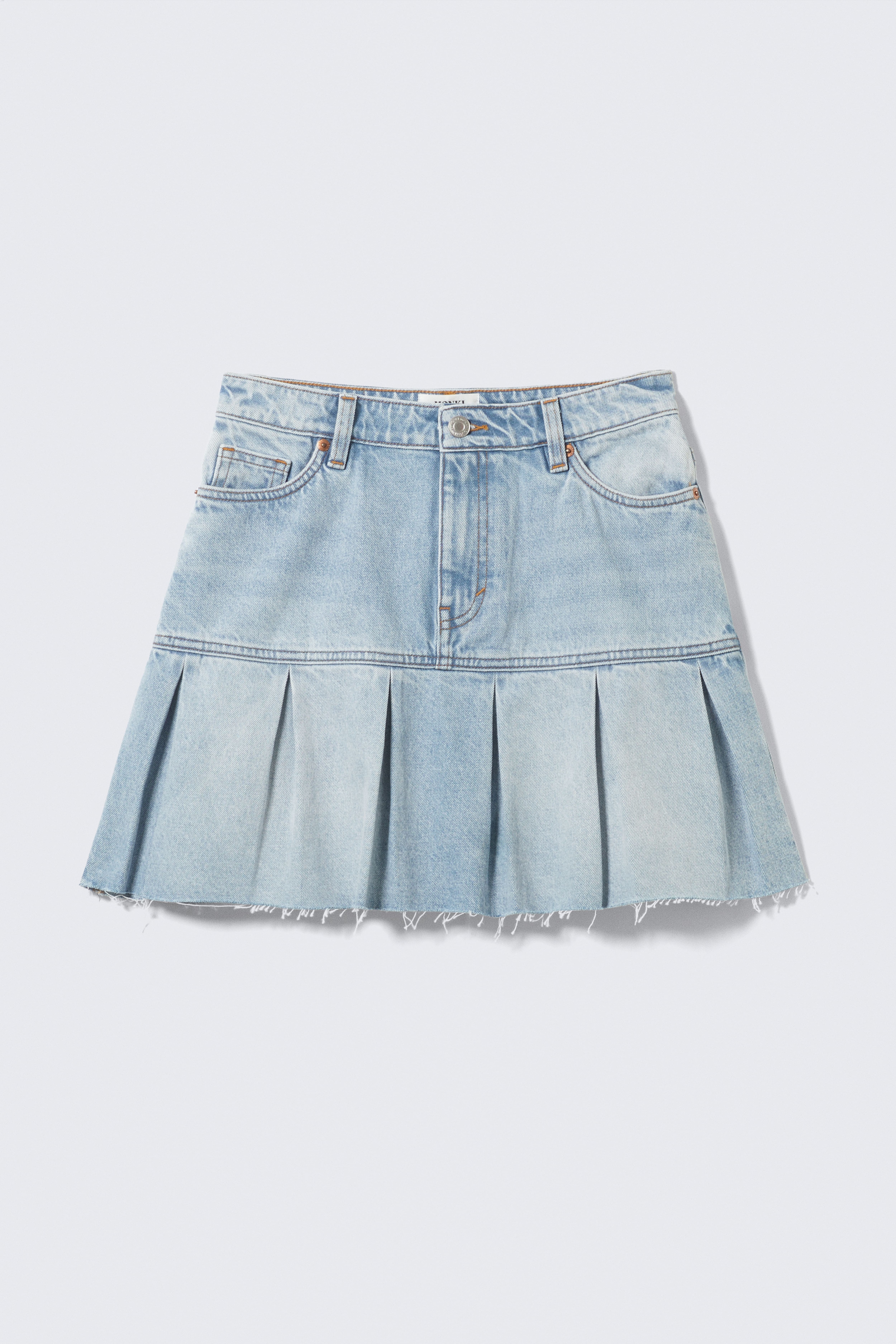 Pleated Mini Denim Skirt - Fresh Blue - Light Blue/Fluid Blue - Light Blue