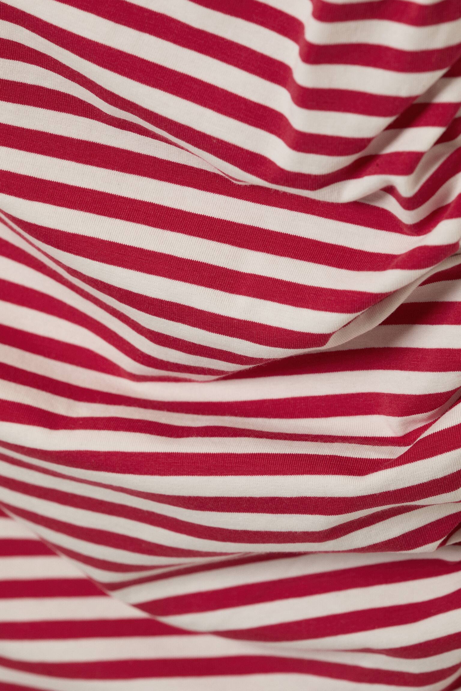 Nauwsluitende off-shouldertop met ruches - Rood/wit gestreept - 3