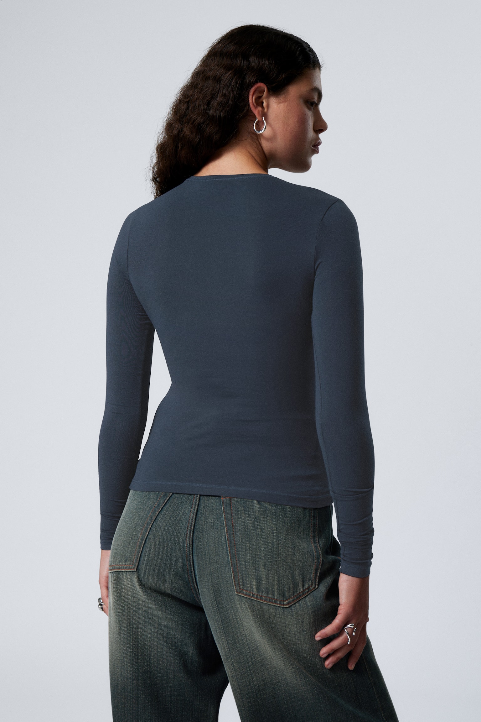 Slim Fitted Long Sleeve - Dark Dusty Blue/White/Dusty Grey/Black/Dark Turquoise/Dark Mole/Dark Khaki Green - 4