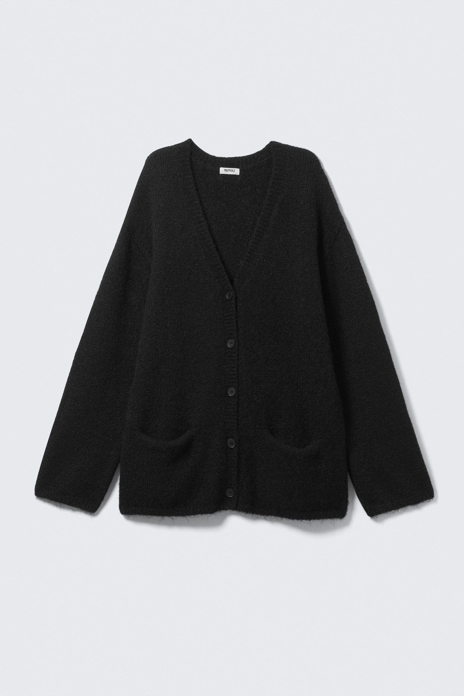 Cardigan a V in misto lana - Nero/Prugna/verde/beige a righe/Marrone scuro e giallo/Beige polvere - 2