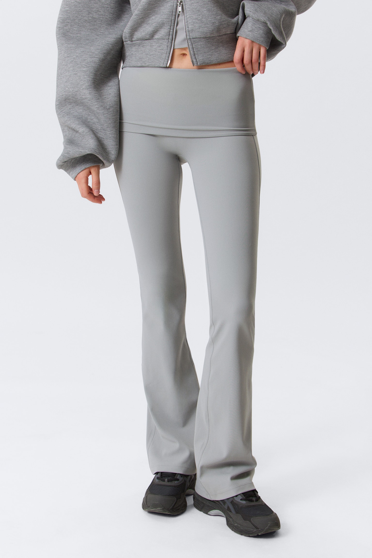 Yoga-Leggings mit umgeschlagener Taille - Helles Staubgrau/Weiß/Schwarz/Dunkelbraun/Dunkelgrau/Dunkelbraun/Dunkles Khakigrün - 5