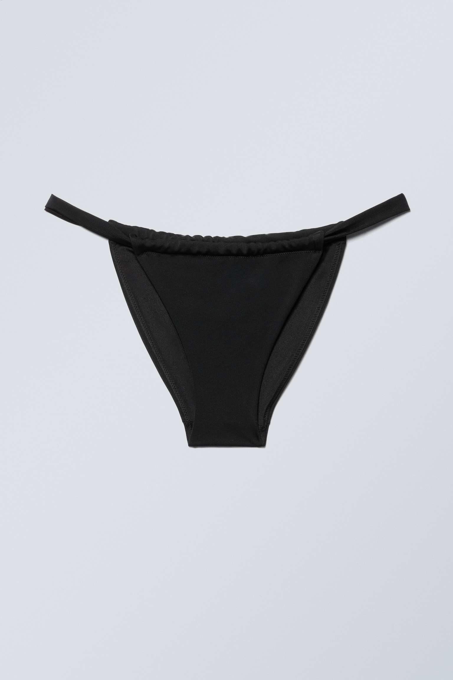 Low Waist Ruched Bikini Briefs - Black - 1