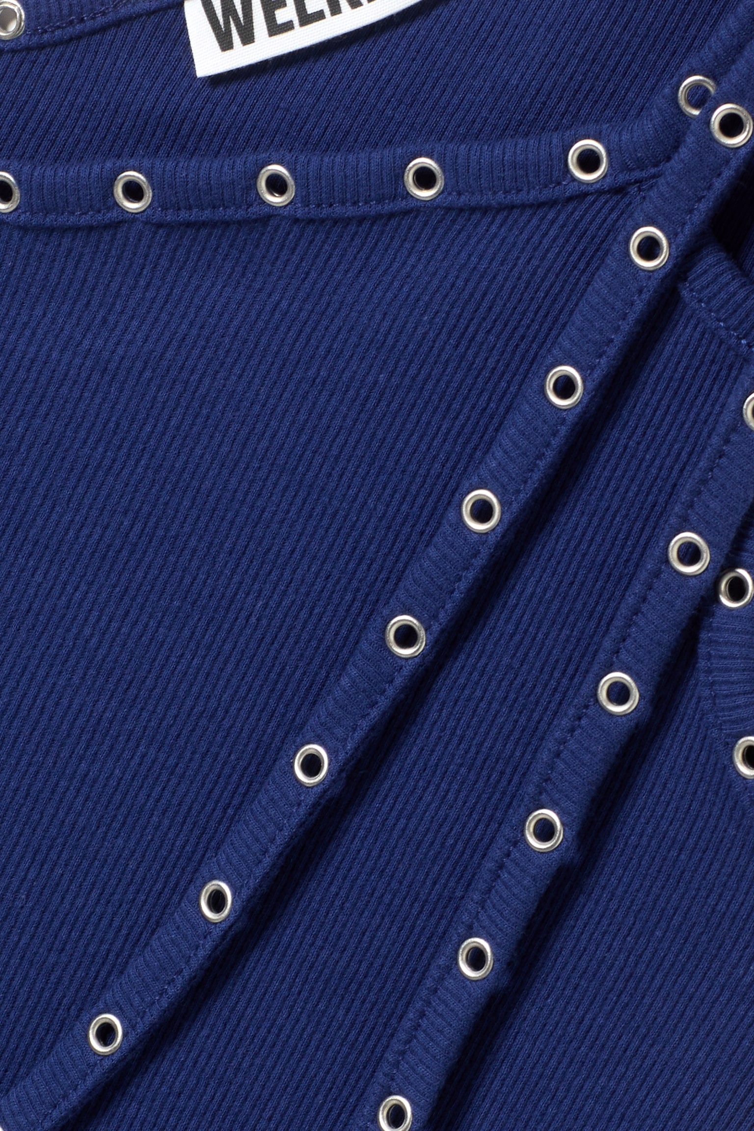 Asymmetrische tanktop met oogjes - Helderblauw/Zwart - 3