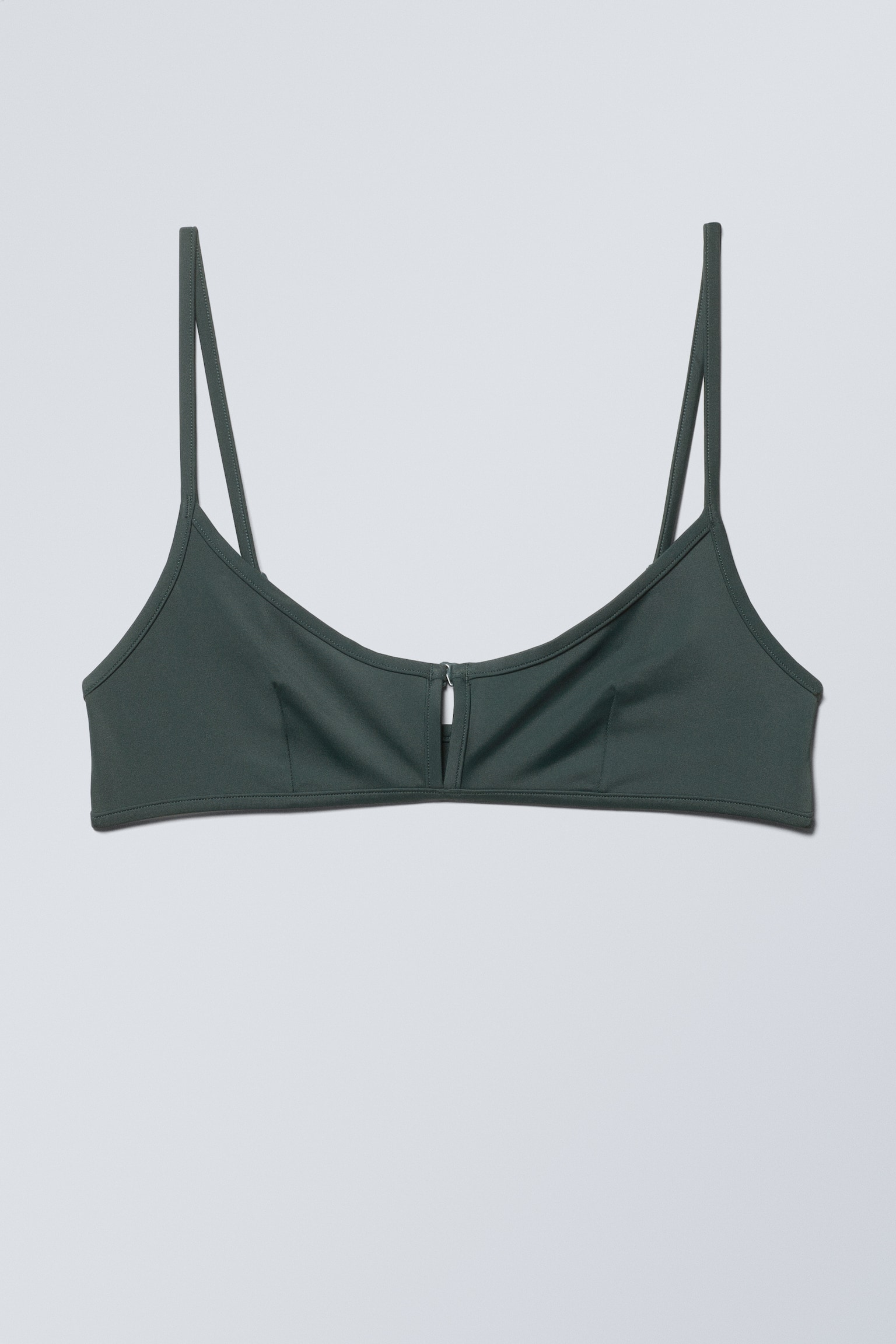 Front Buckle Bikini Top - Dark Green/Black - 1