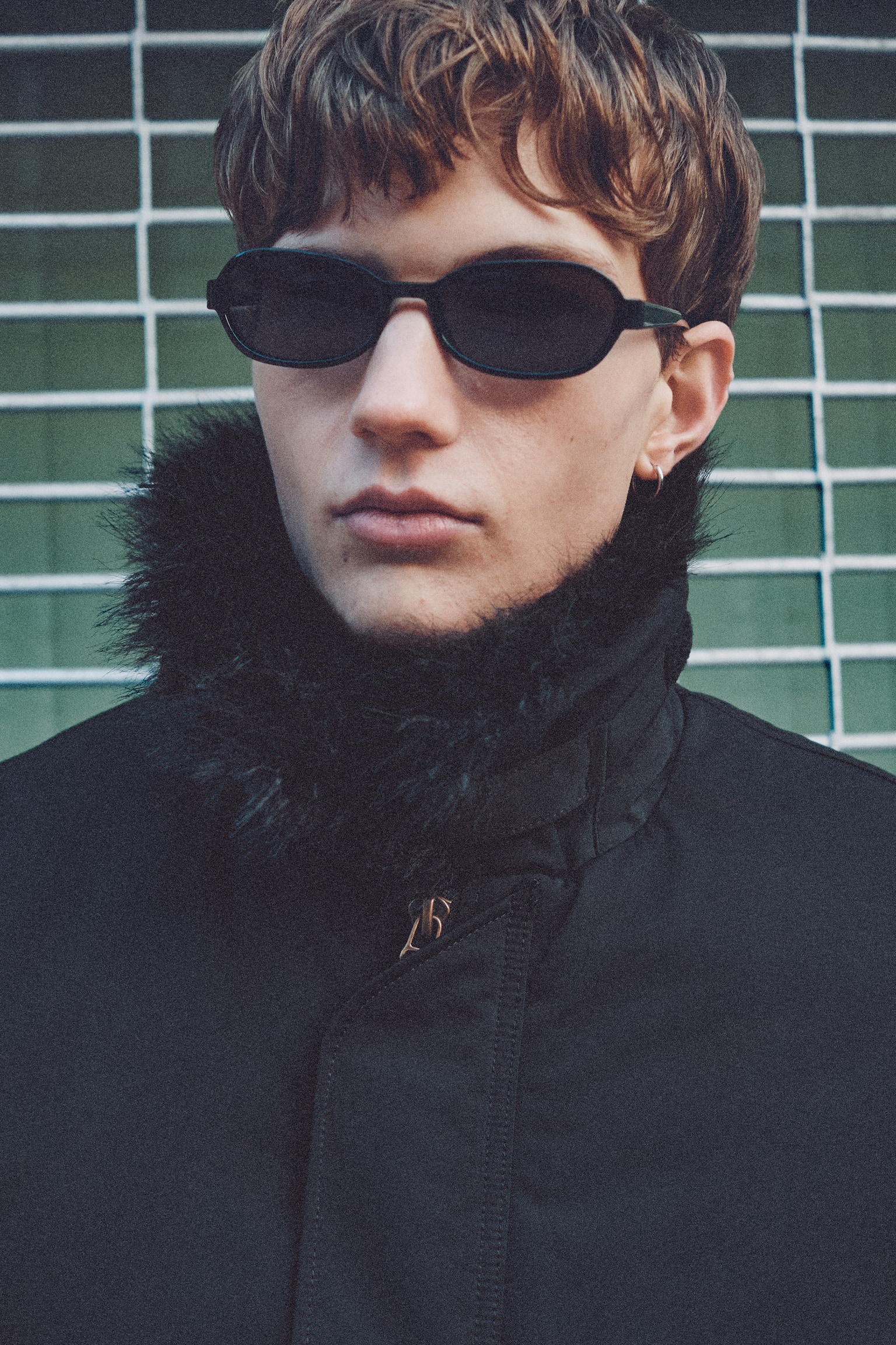 Φαρδύ Μπουφάν Bomber με Γιακά από Συνθετική Γούνα - Μαύρο - 4