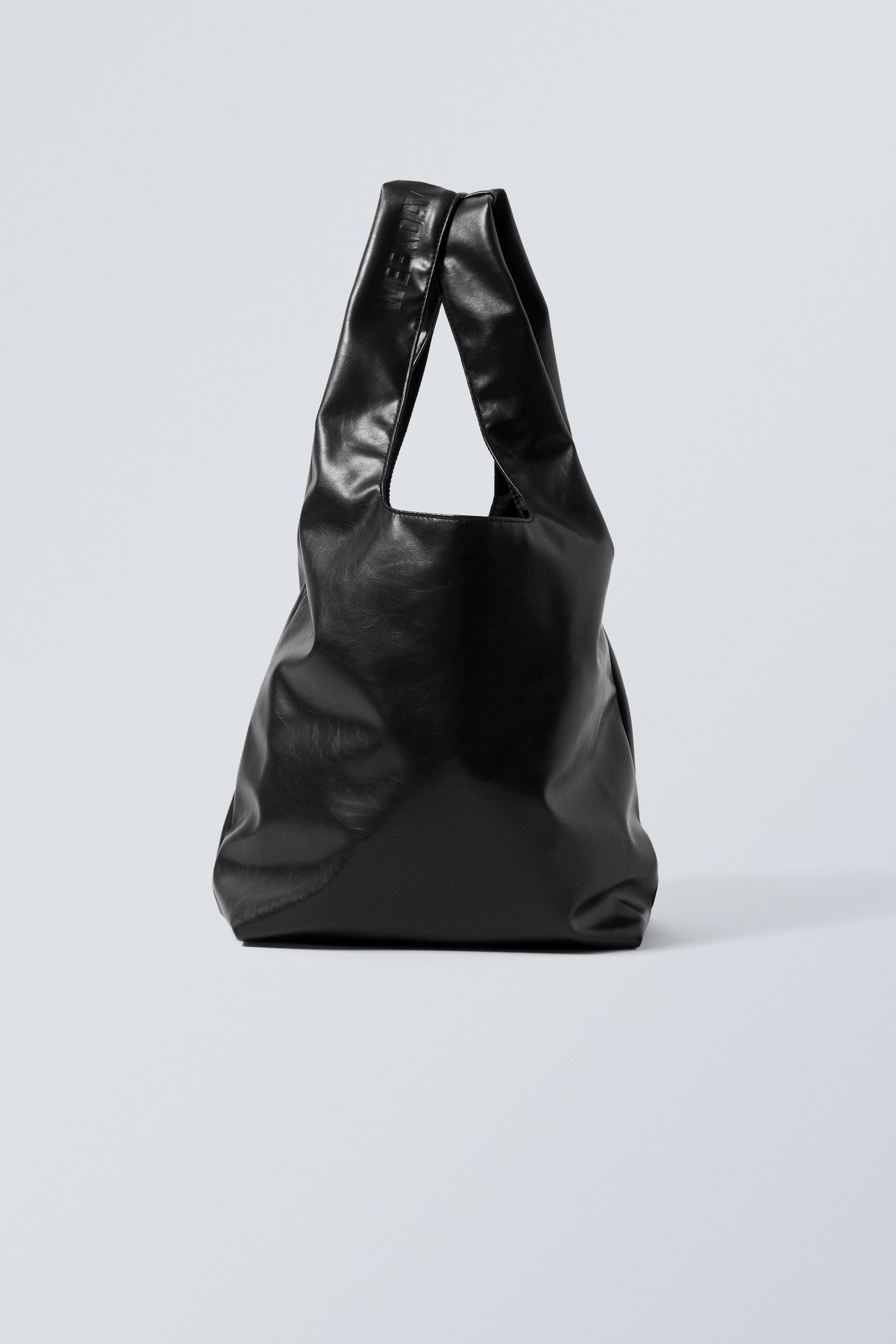 Mini Faux Leather Tote - Black