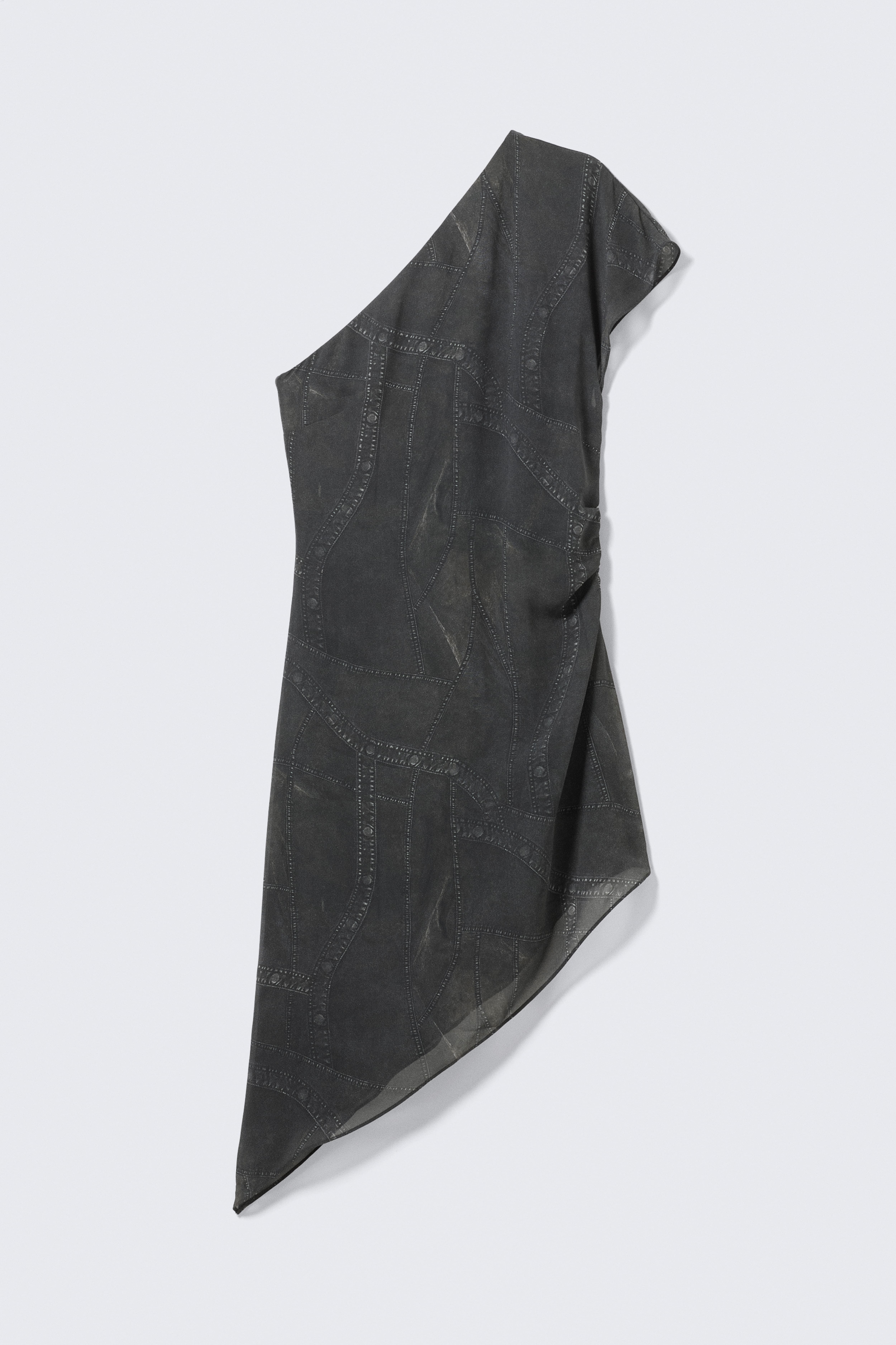 Satin-Minikleid mit One-Shoulder-Design - Dunkelgrau