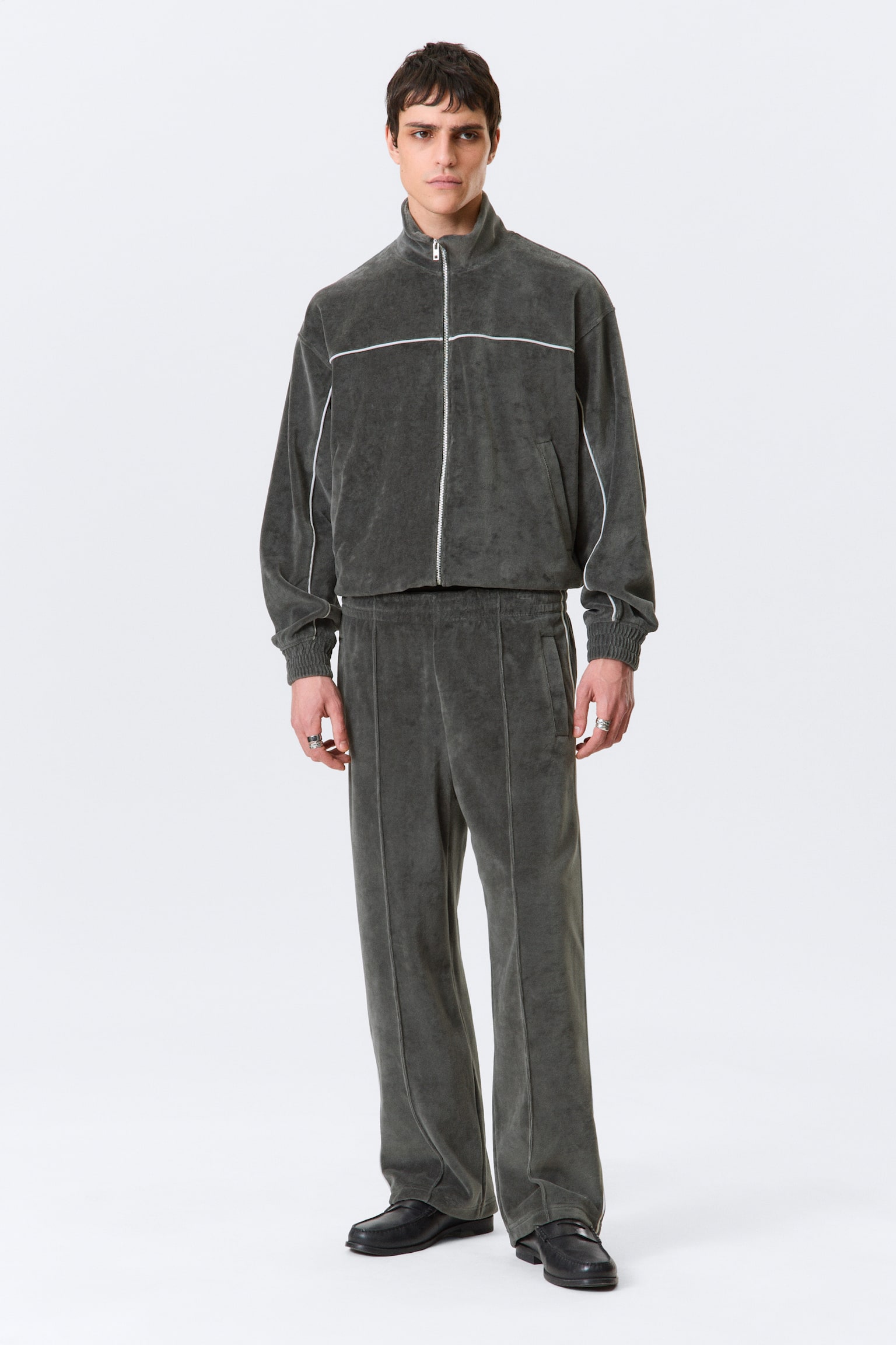 Pantalone in velluto a coste - Grigio scuro - 1