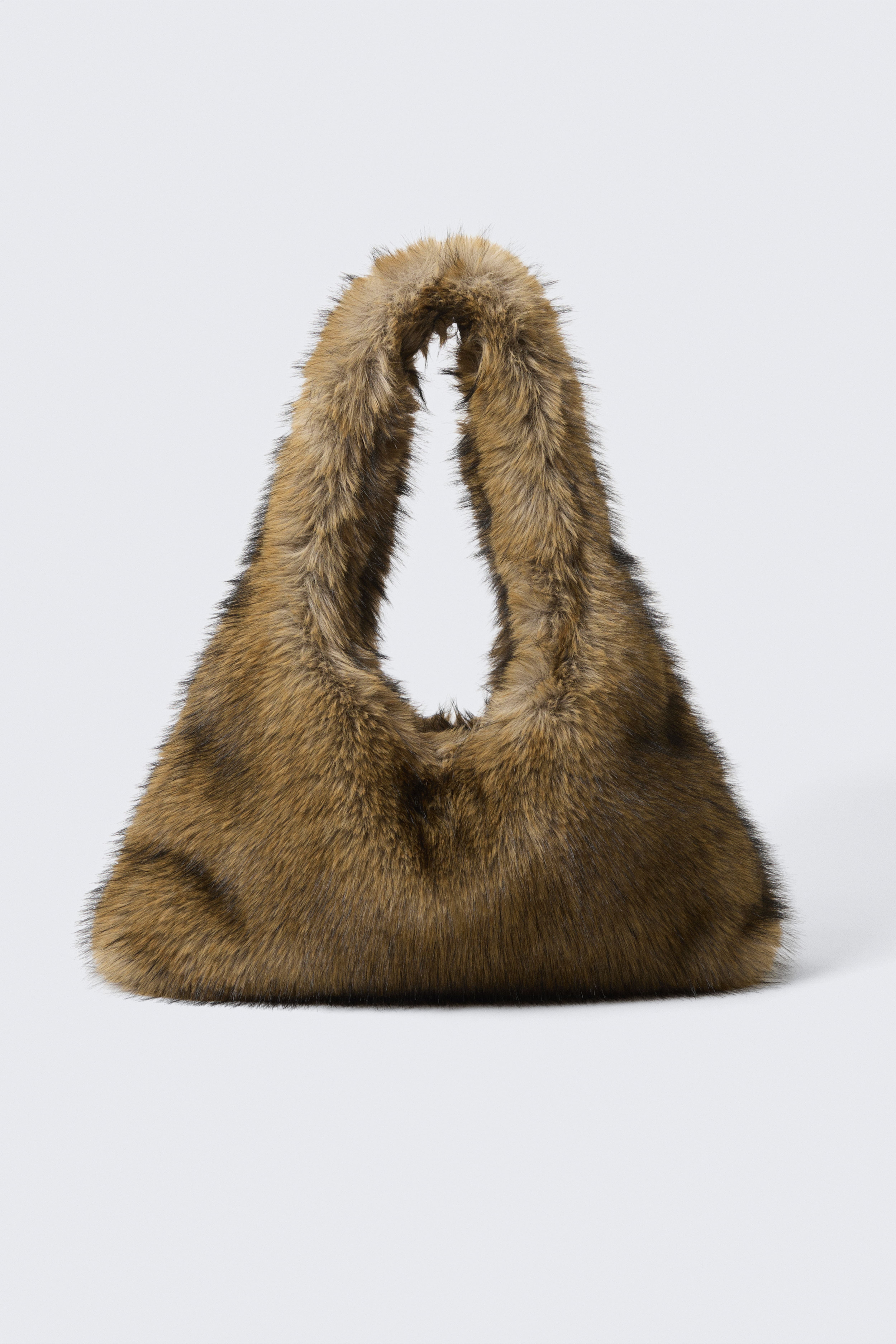 Slouchy schoudertas van imitatiebont - Beige