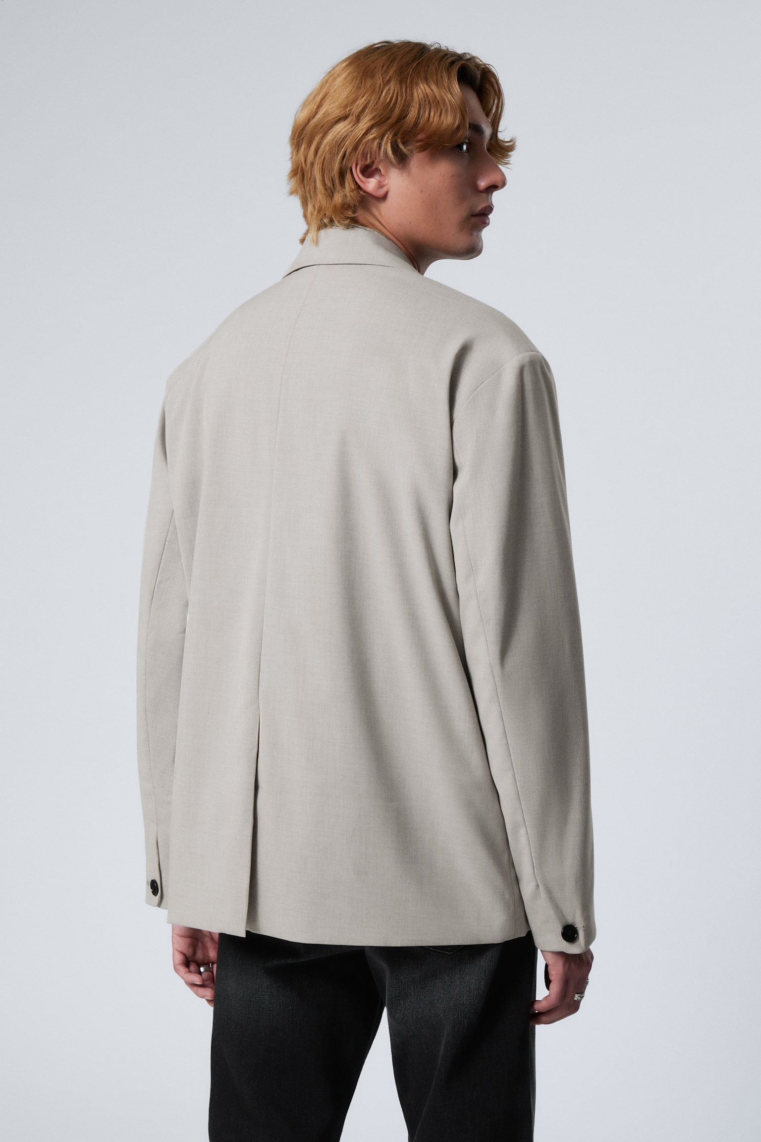 Oversized Single Breasted Blazer - Light Dusty Mole/Black - 3