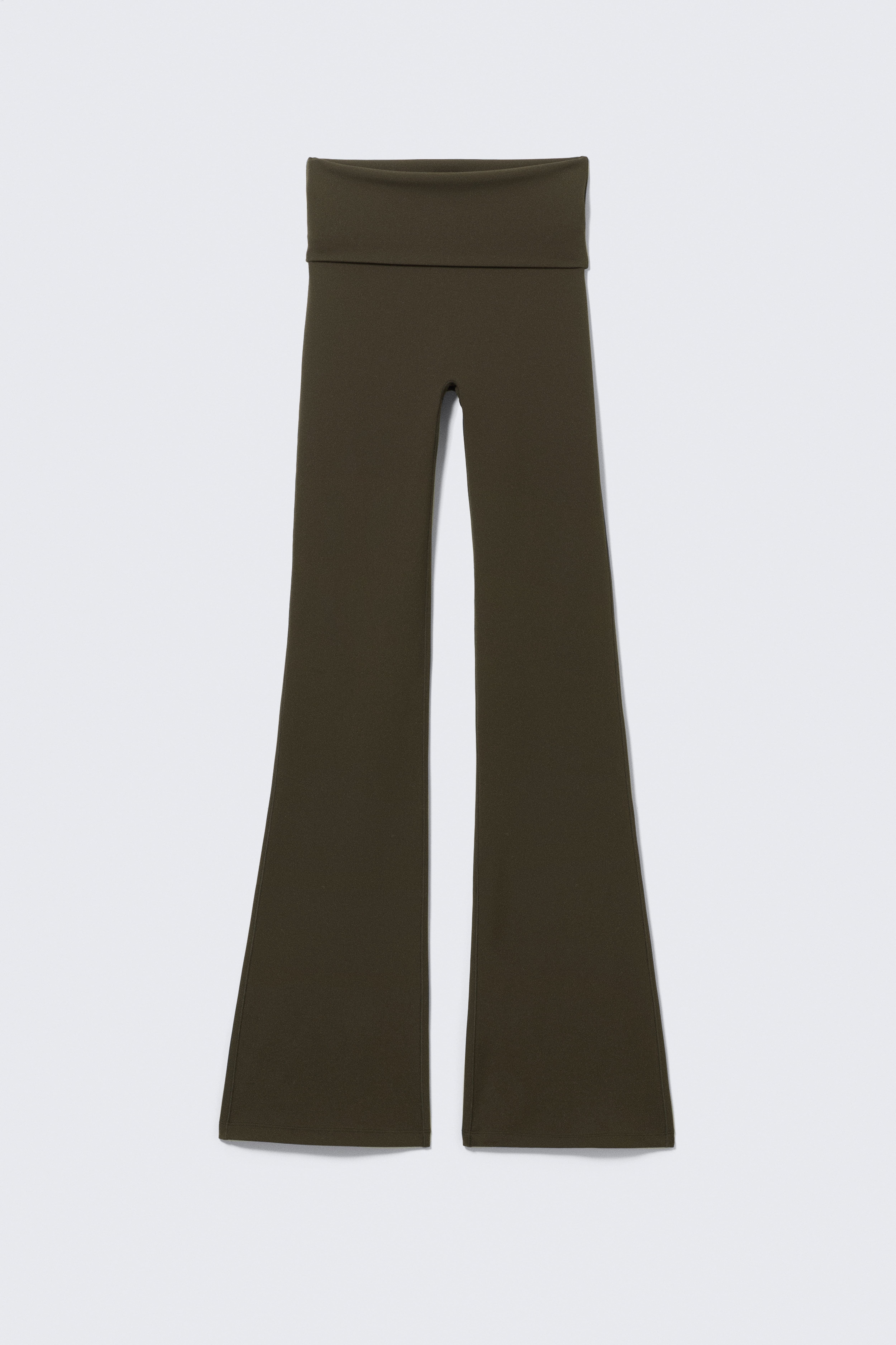 Folded Waist Flared Yoga Tights - Dark Brown/Dark Grey/Light Dusty Grey/Dark Brown/Dark Khaki Green/Black/White